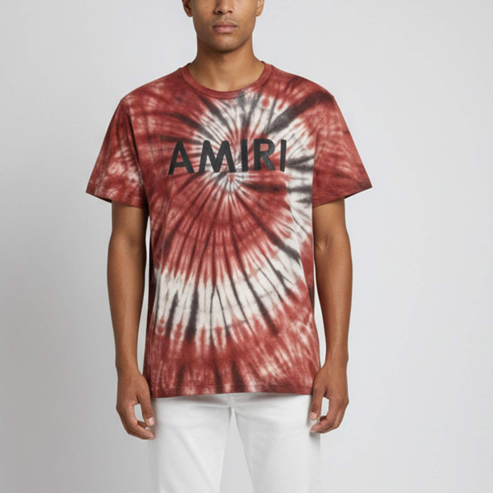 مملوكة مسبقًا Amiri Red Tie Dye Logo Graphic Jersey Crew Neck T-Shirt M