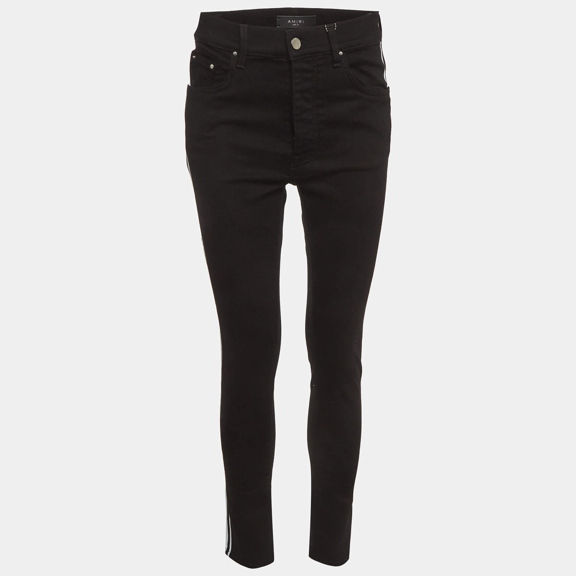 Pre Owned Amiri Black Side Stripe Denim Skinny Fit Jeans M /Waist 31"