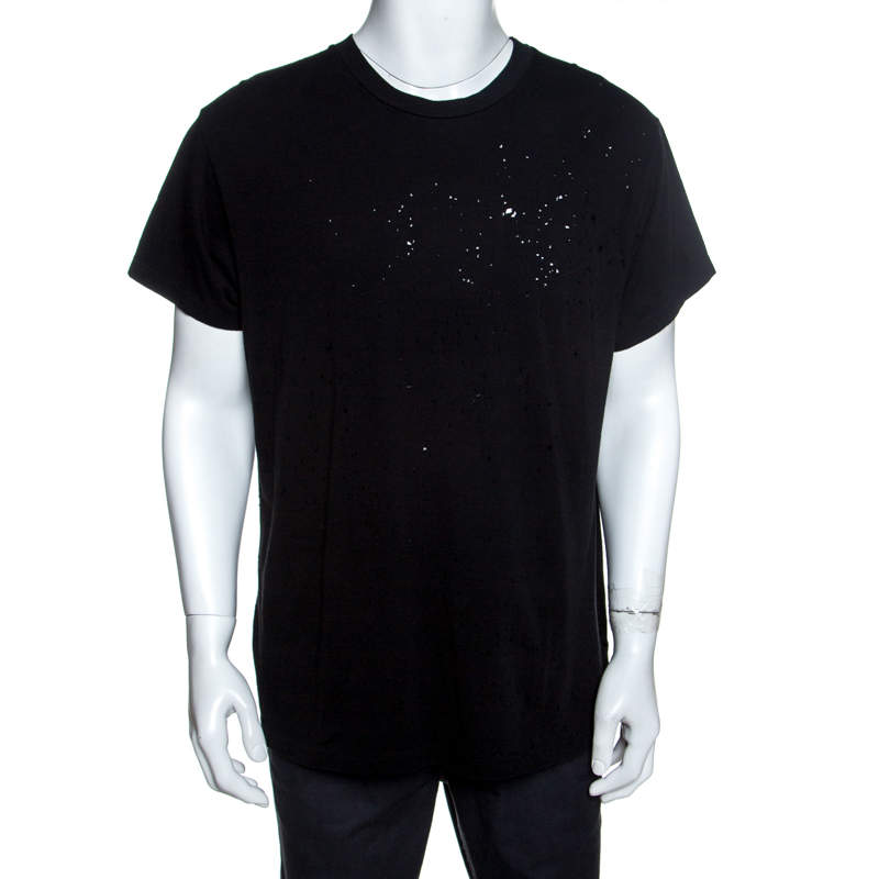 Pre Owned Amiri Black Cotton Rib Knit Shotgun T-Shirt M