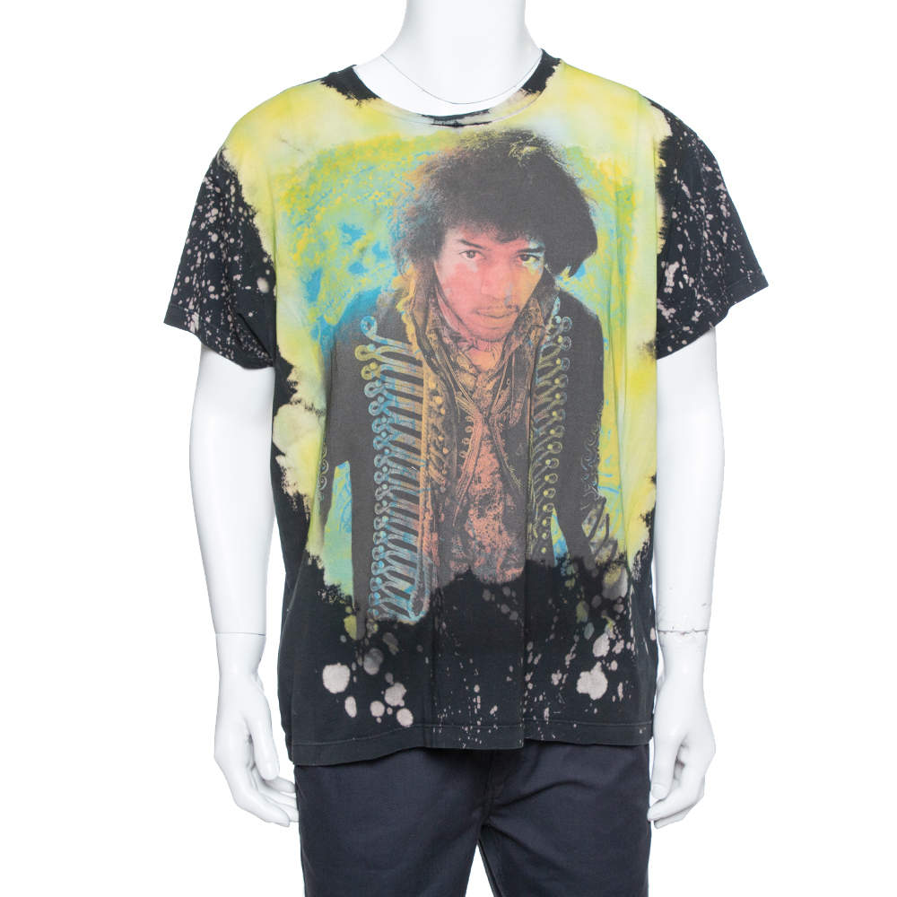 Amiri Multicolor Cotton Jimi Hendrix Printed Washed Out Effect Roundneck T-Shirt M