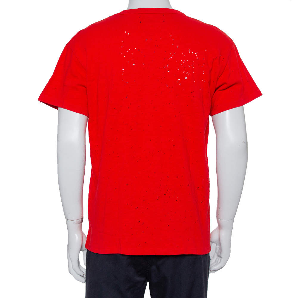 Amiri Red Cotton Crewneck Shotgun T-Shirt XS Amiri | The Luxury Closet