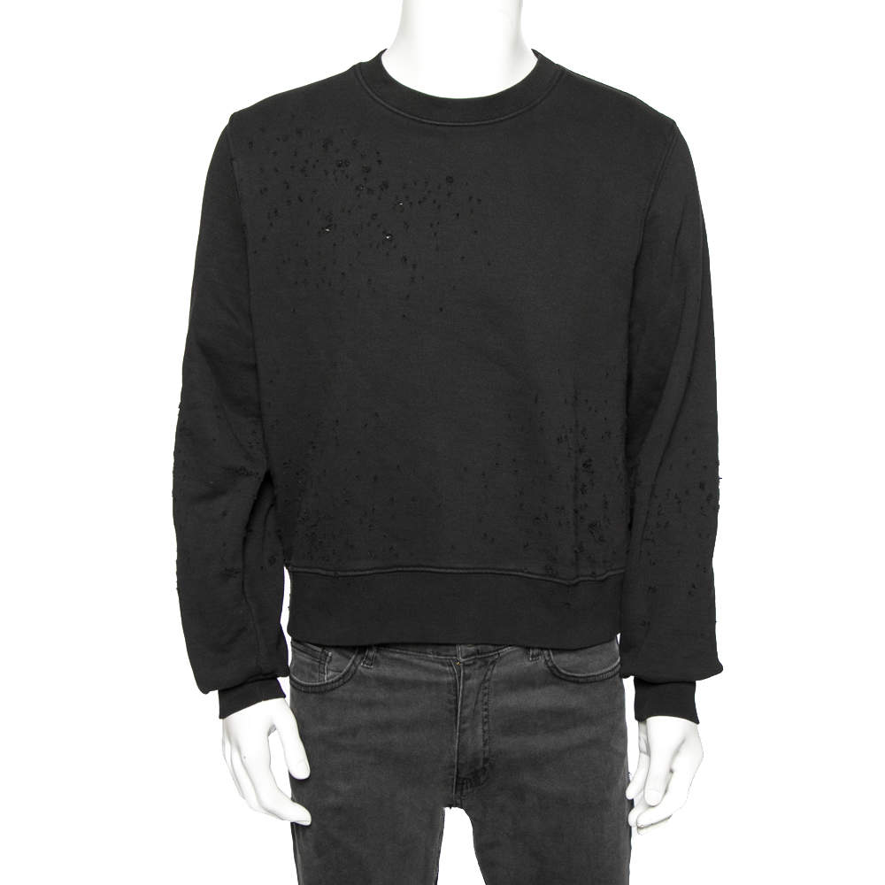 スウェット・トレーナー AMIRI Black Cotton Blend Sweatshirt AMIRI logo-embroidered Cotton Sweatshirt | Black | FARFETCH