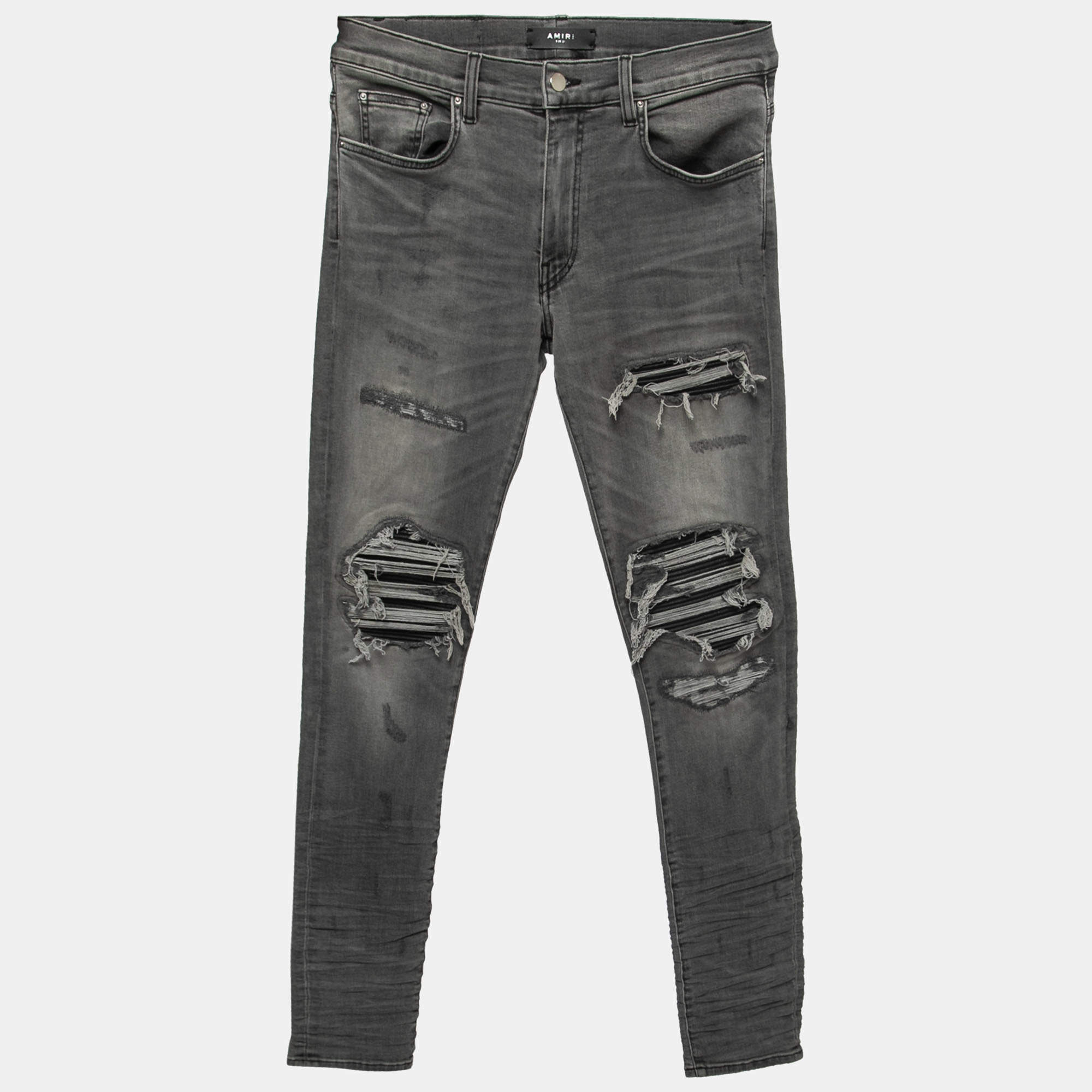 Amiri Grey Distressed Denim Skinny Jeans M Waist 31"