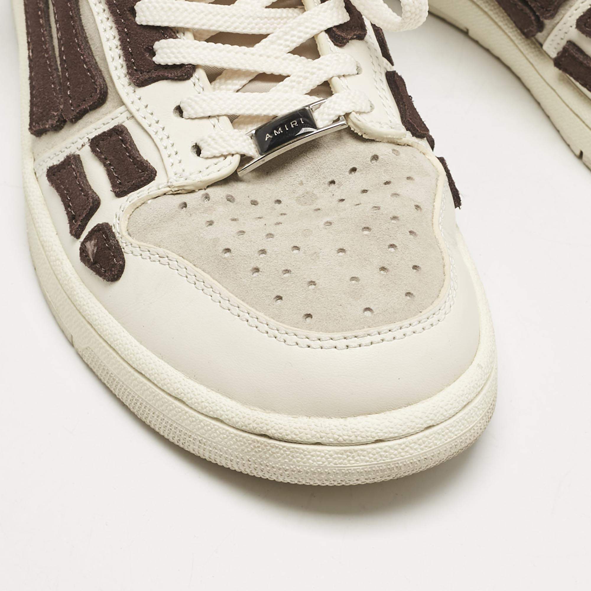 Amiri Beige/Brown Leather and Suede Skel Low Top Sneakers