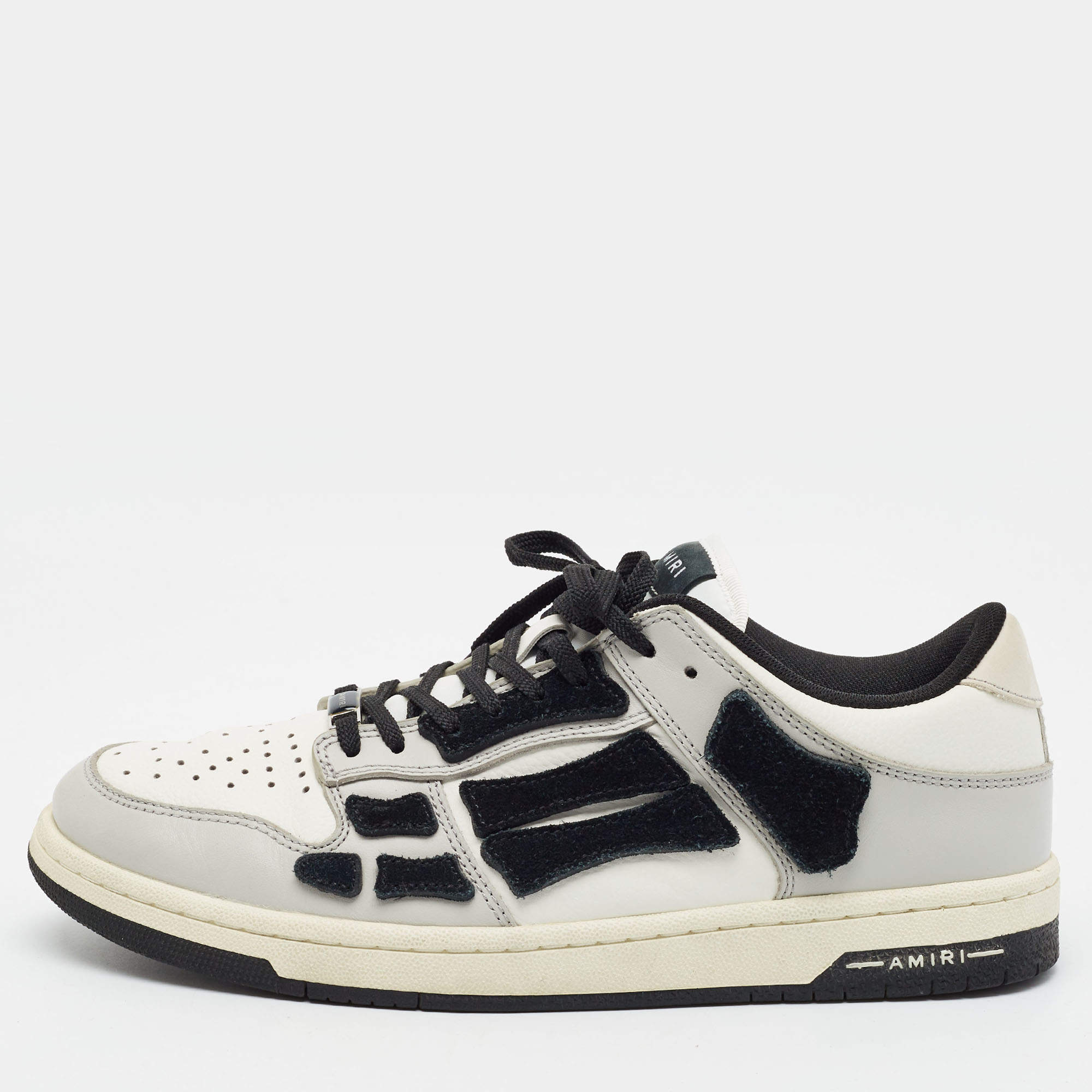 Pre Owned Amiri Skel Size 43 White/Black Leather Low Top Sneakers