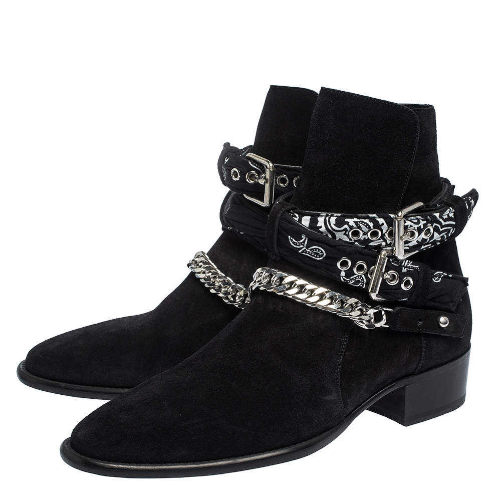 amiri black bandana buckle boots