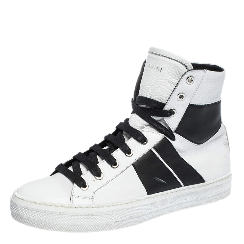 Amiri Black/White Leather Sunset Lace High Top Sneakers Size 42 Amiri ...
