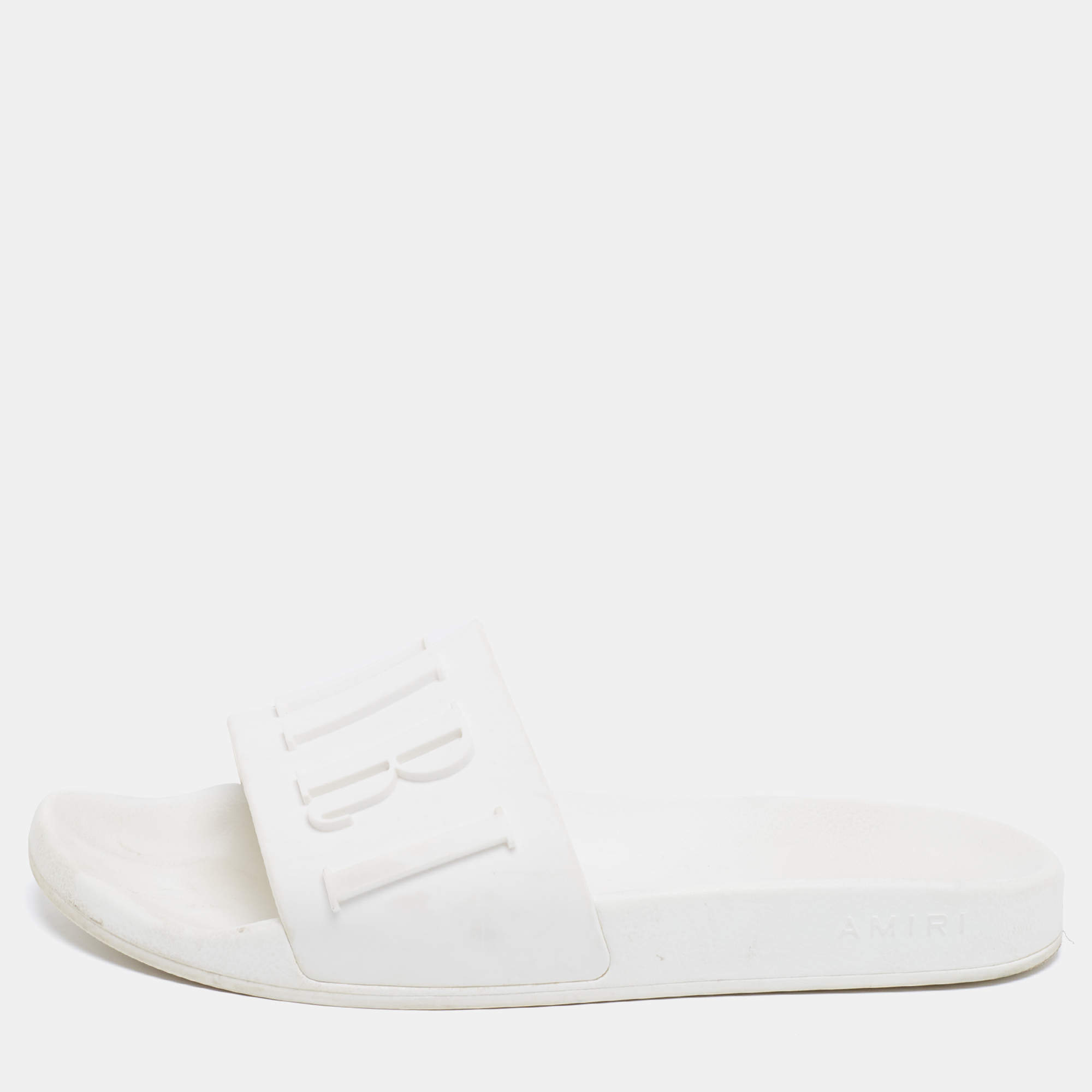 Amiri White Rubber Logo Pool Slide Sandal Size 44