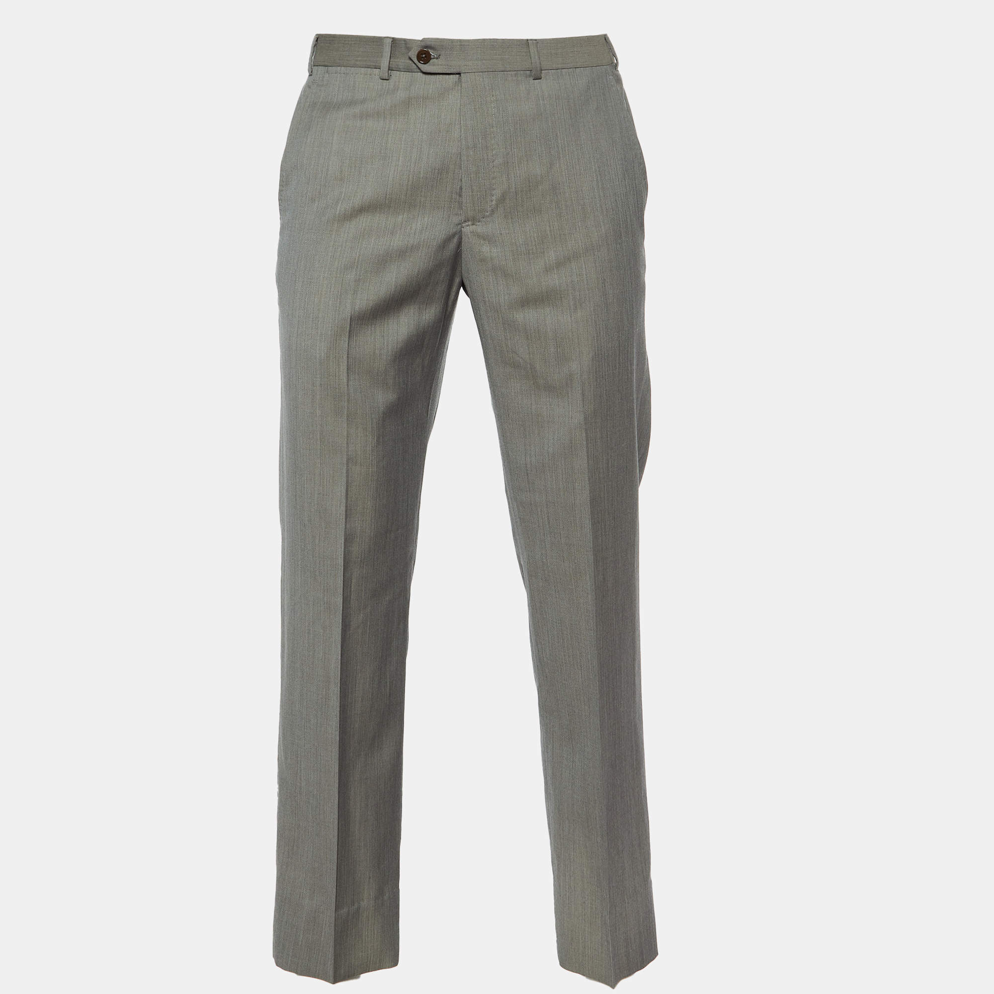 Armani Collezioni Grey Wool Tailored Trousers 4XL Armani