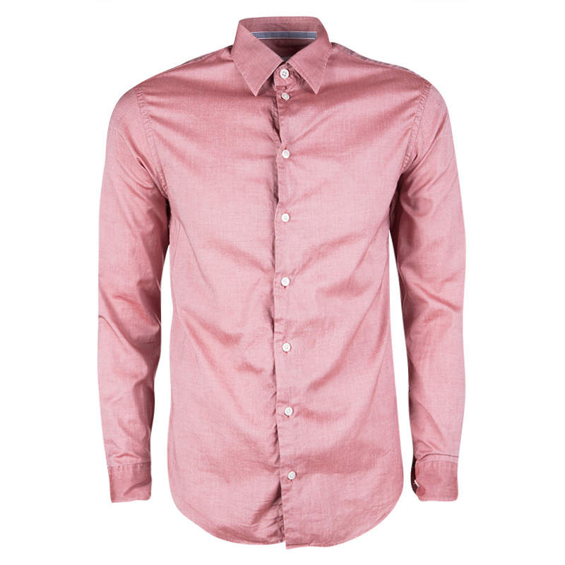 Armani Collezioni Pink Cotton Long Sleeve Button Front Shirt S Armani  Collezioni | TLC