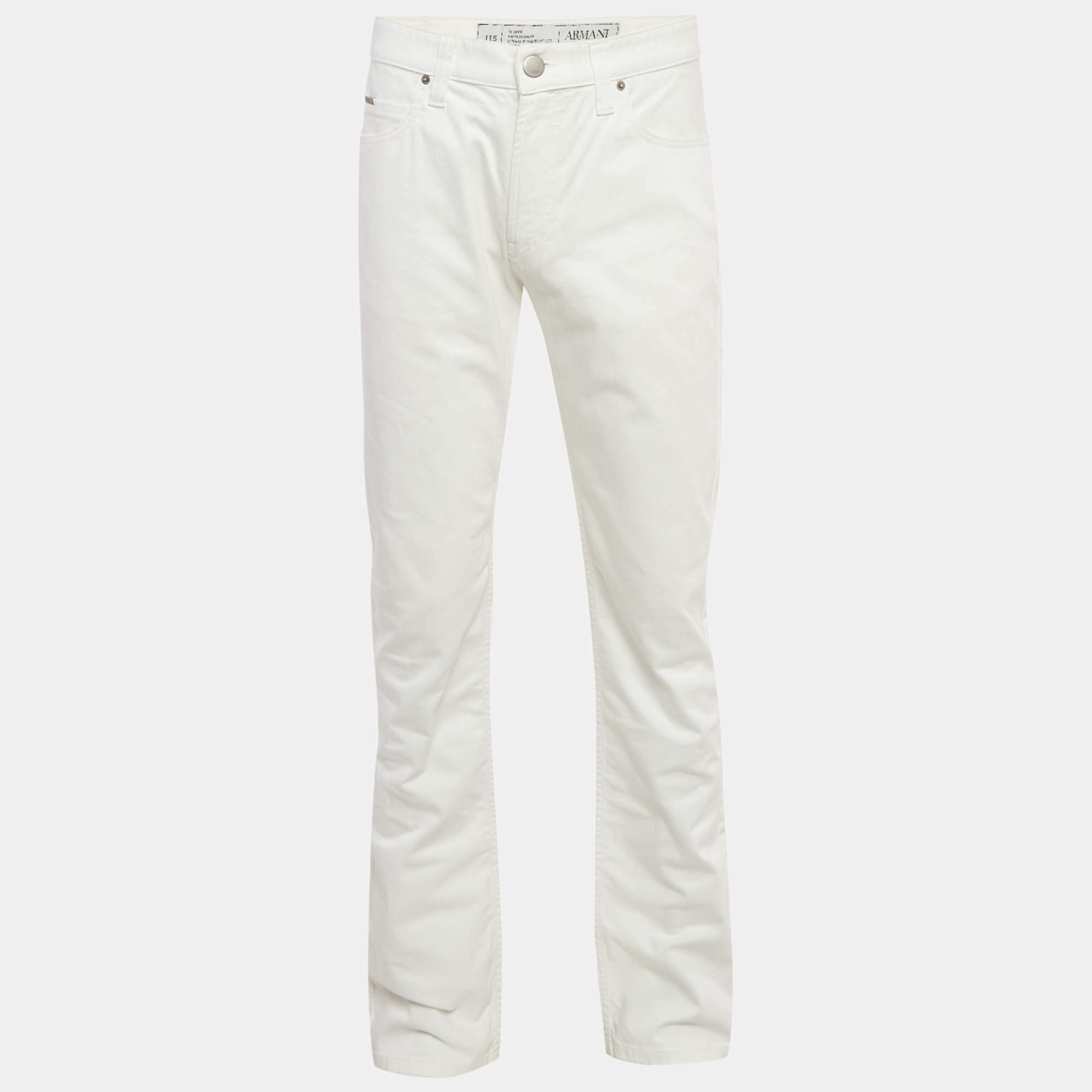 Pre Owned Armani Collezioni White Denim Slim Fit Jeans L Waist 35"