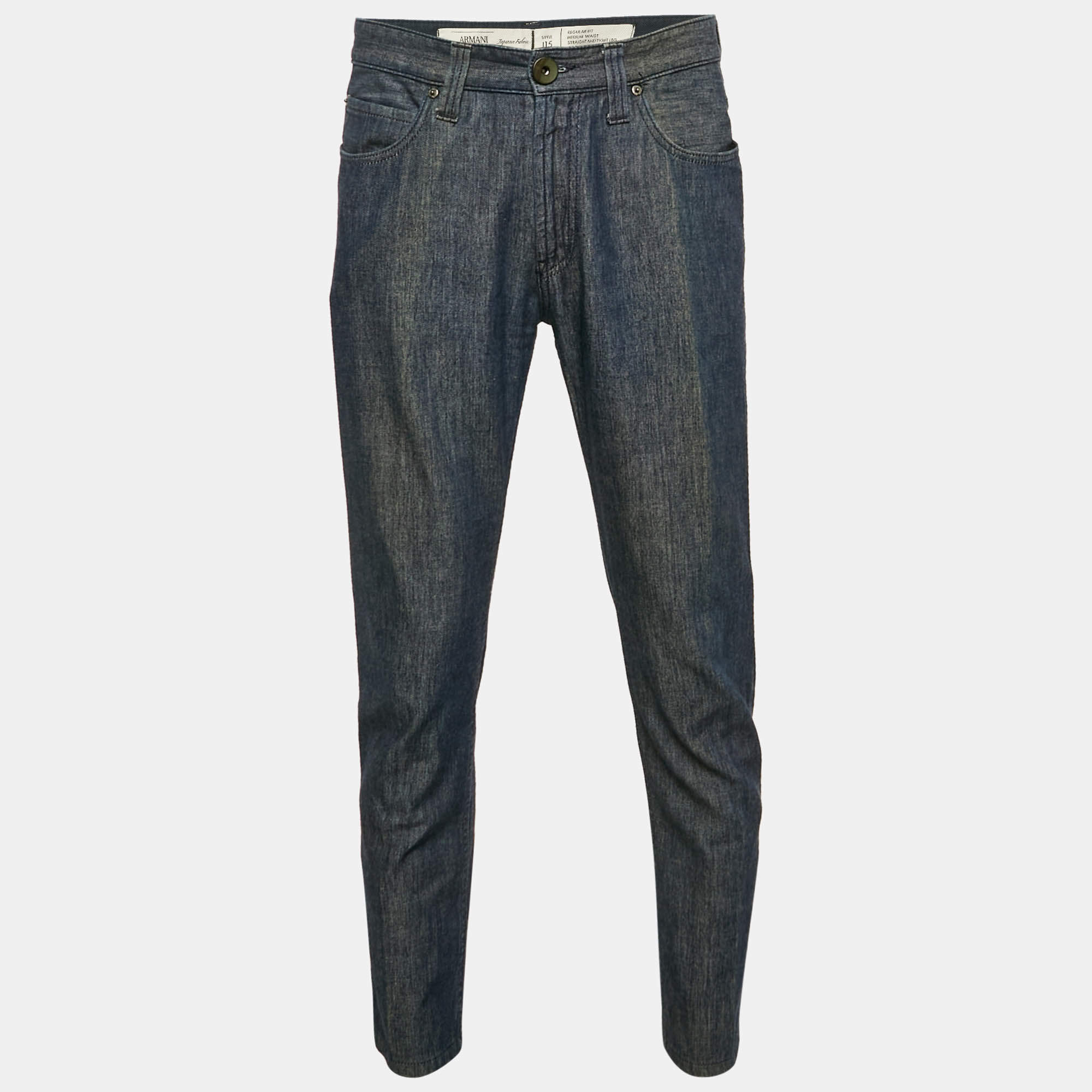 Pre Owned Armani Collezioni Navy Blue Denim J15 Slim Fit Jeans L Waist 33"