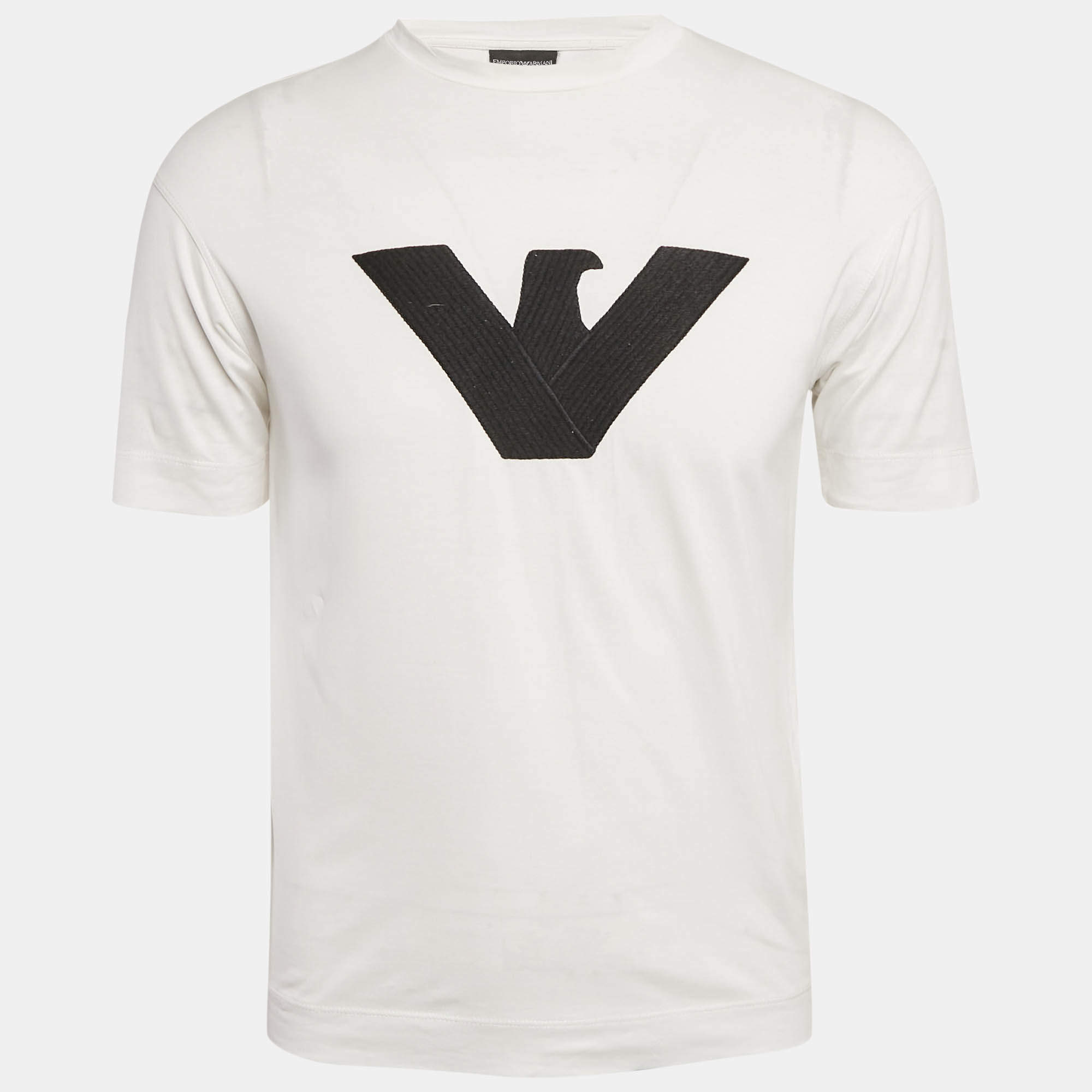 Armani Collezioni White Logo Embroidered Jersey T-Shirt XS