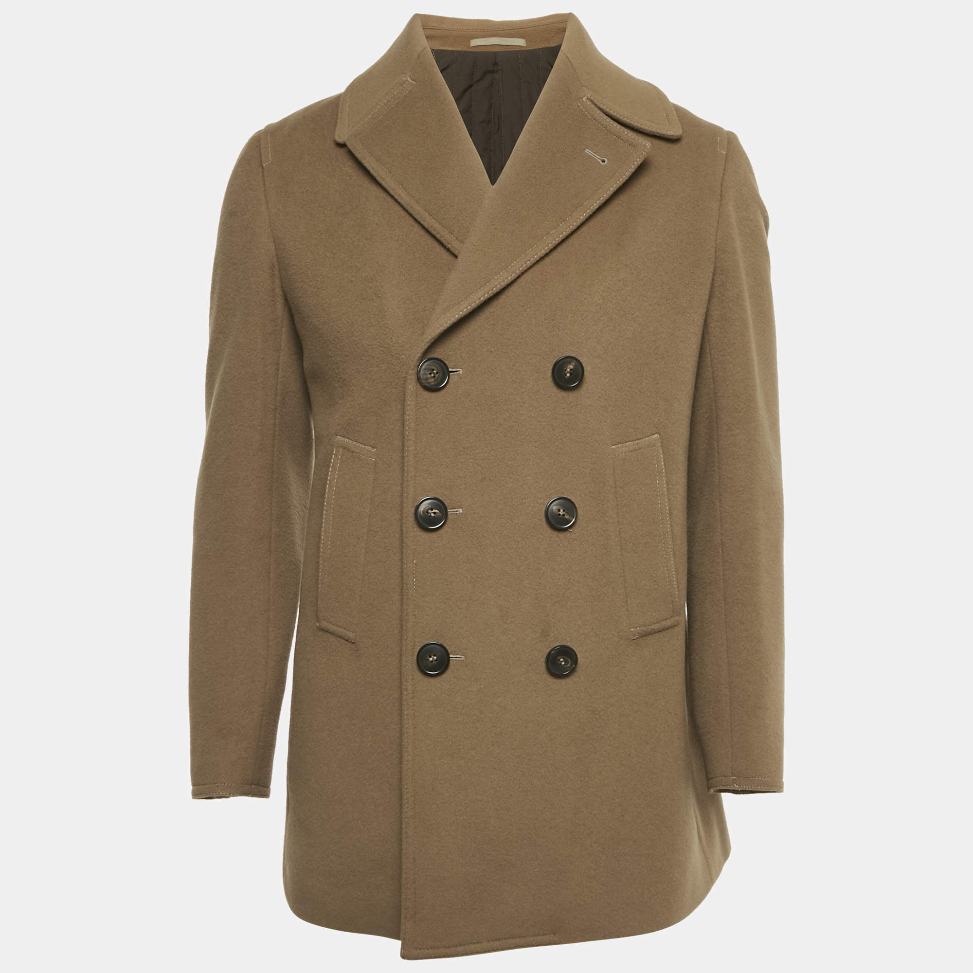 Pre Owned Armani Collezioni Brown Wool Double Breasted Coat M