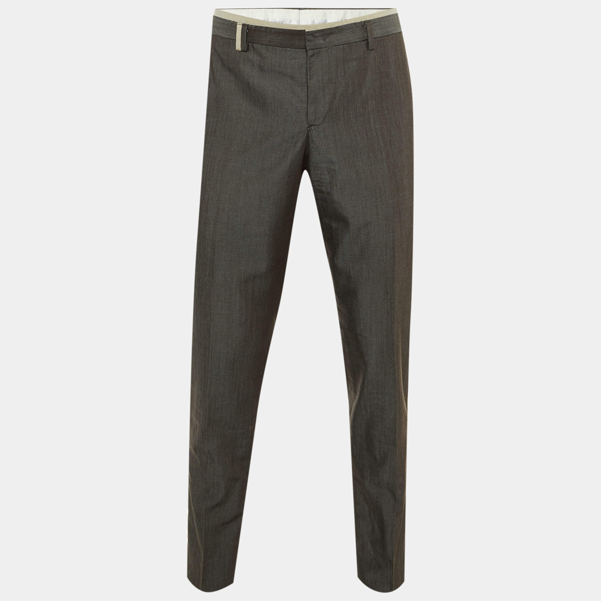 Pre Owned Armani Collezioni Grey Wool Regular Fit Pants XL