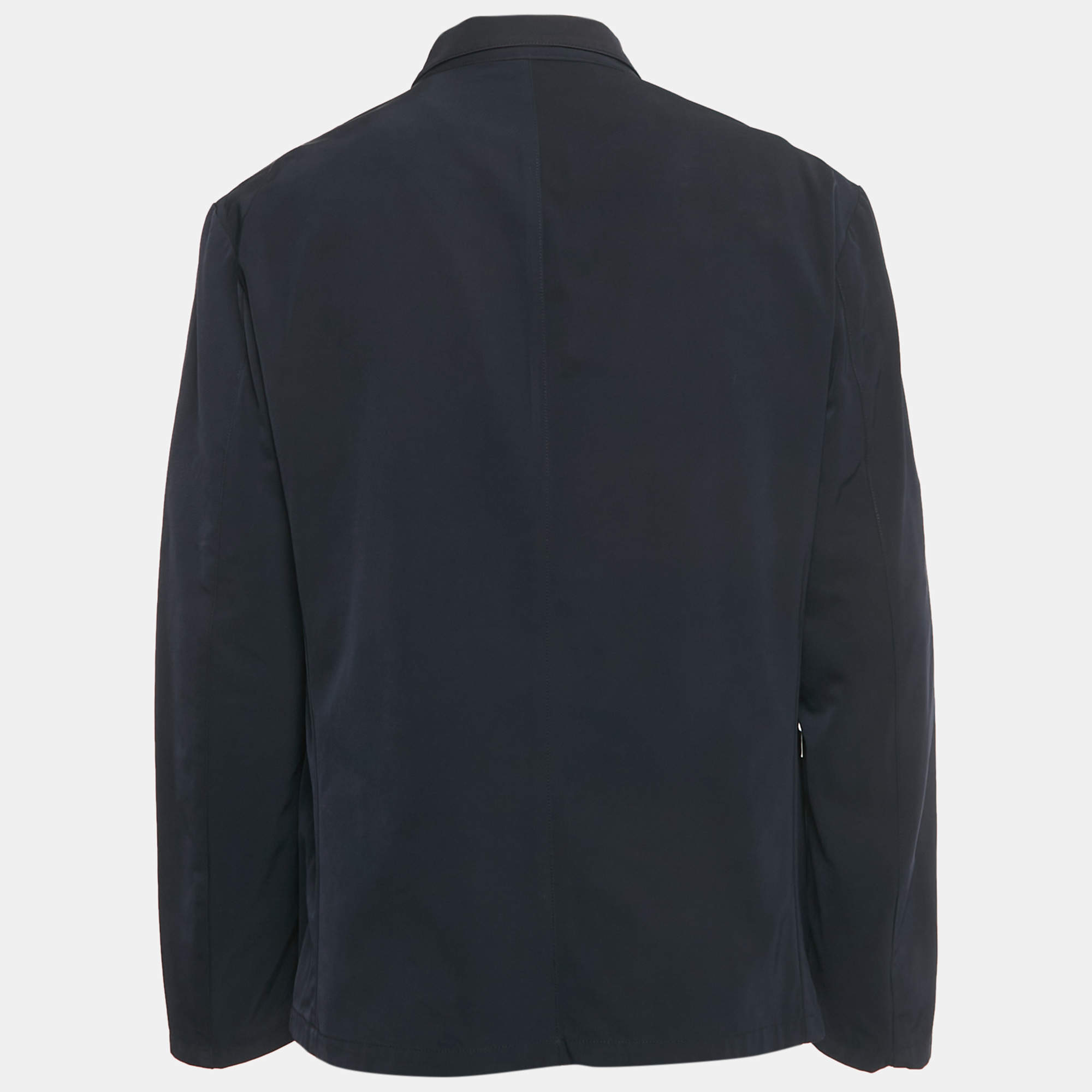 Z Zegna Techmerino Navy Blue Wool Zip Front Jacket L Z Zegna
