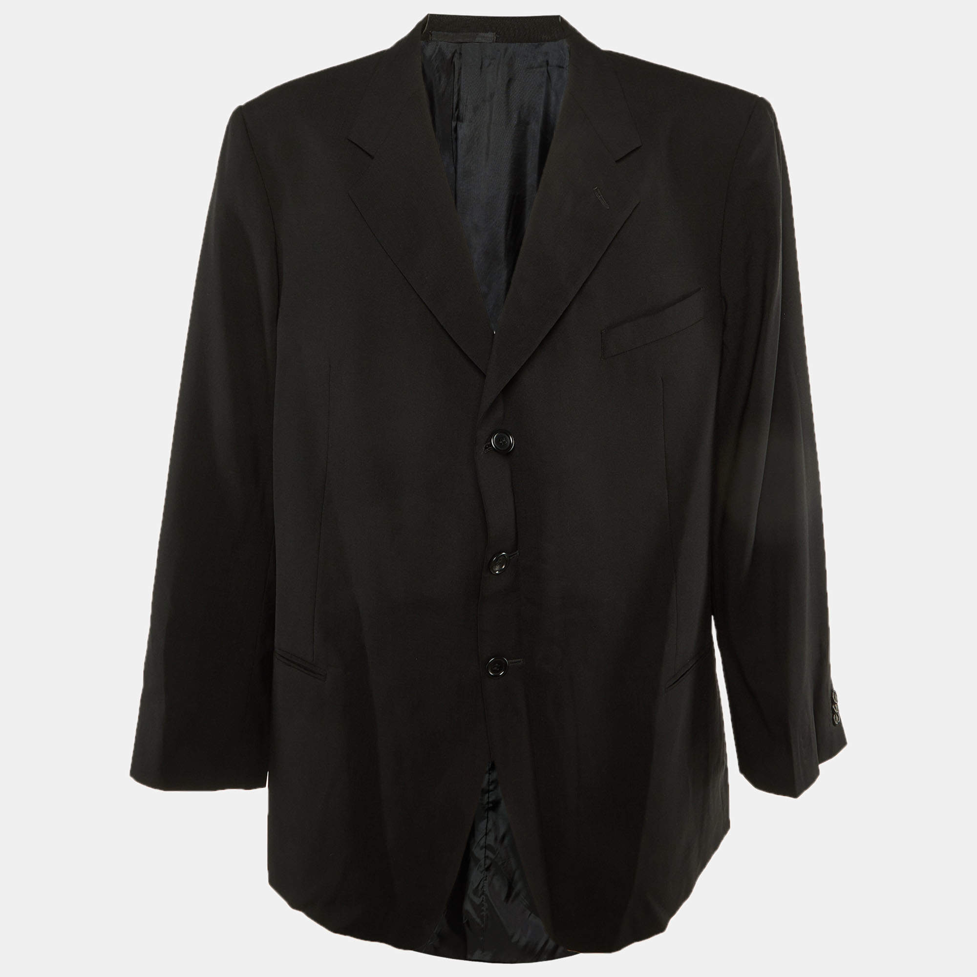 Pre Owned Armani Collezioni Black Wool Single Breasted Blazer 4XL