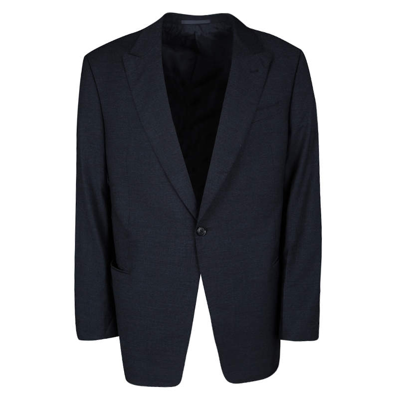 Armani Collezioni Navy Blue Wool Tailored Regualr Fit Blazer 3XL
