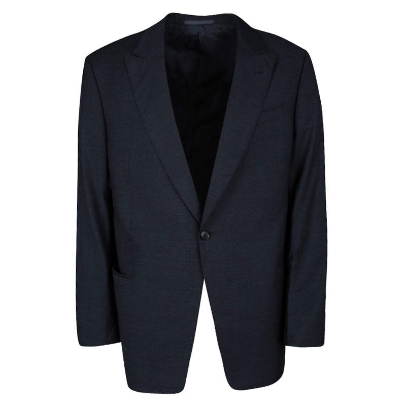 Pre Owned Armani Collezioni Navy Blue Wool Tailored Regualr Fit Blazer 3XL