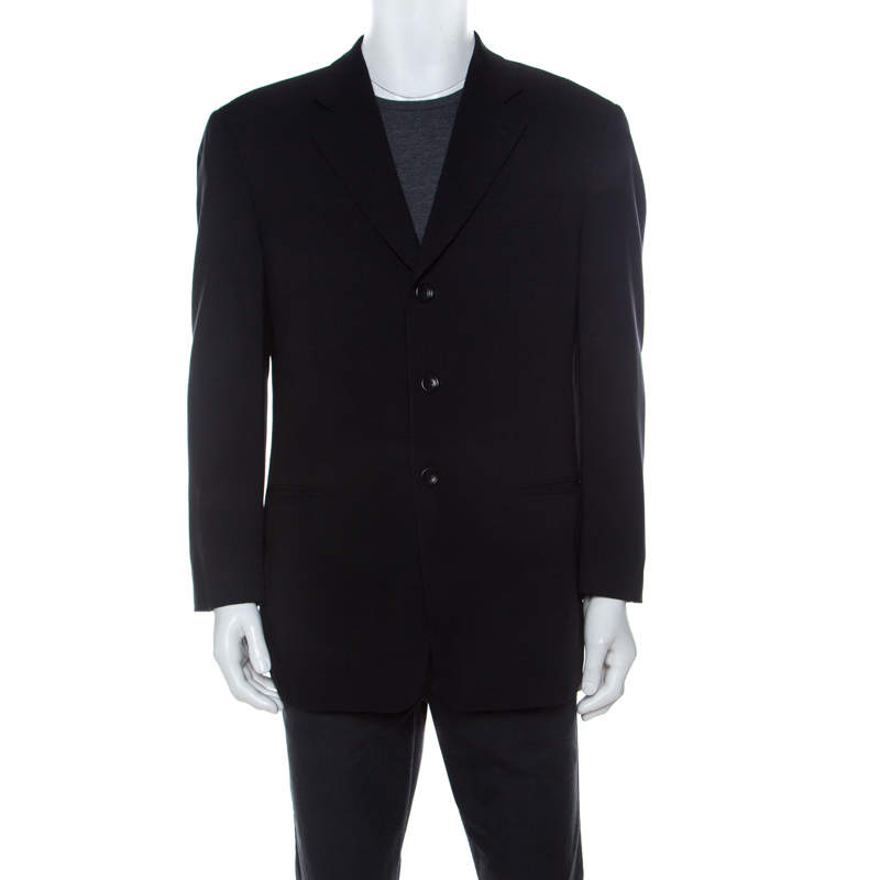 Pre Owned Armani Collezioni Navy Blue Wool Single Breasted Blazer XL 