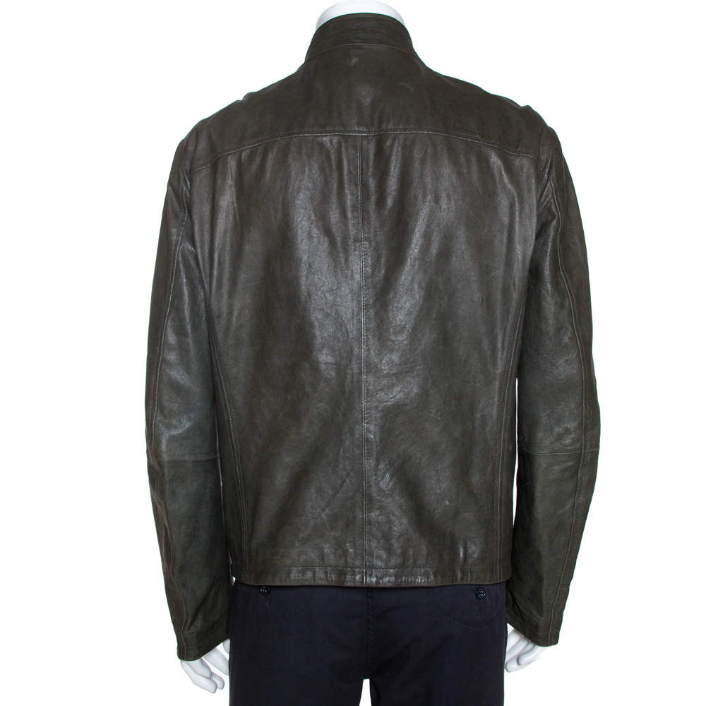 armani collezioni leather jacket mens