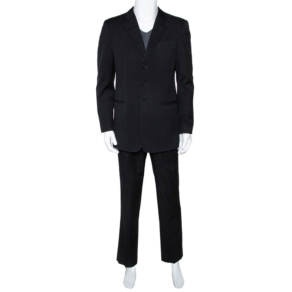 Armani Collezioni Black Wool Tailored Suit L