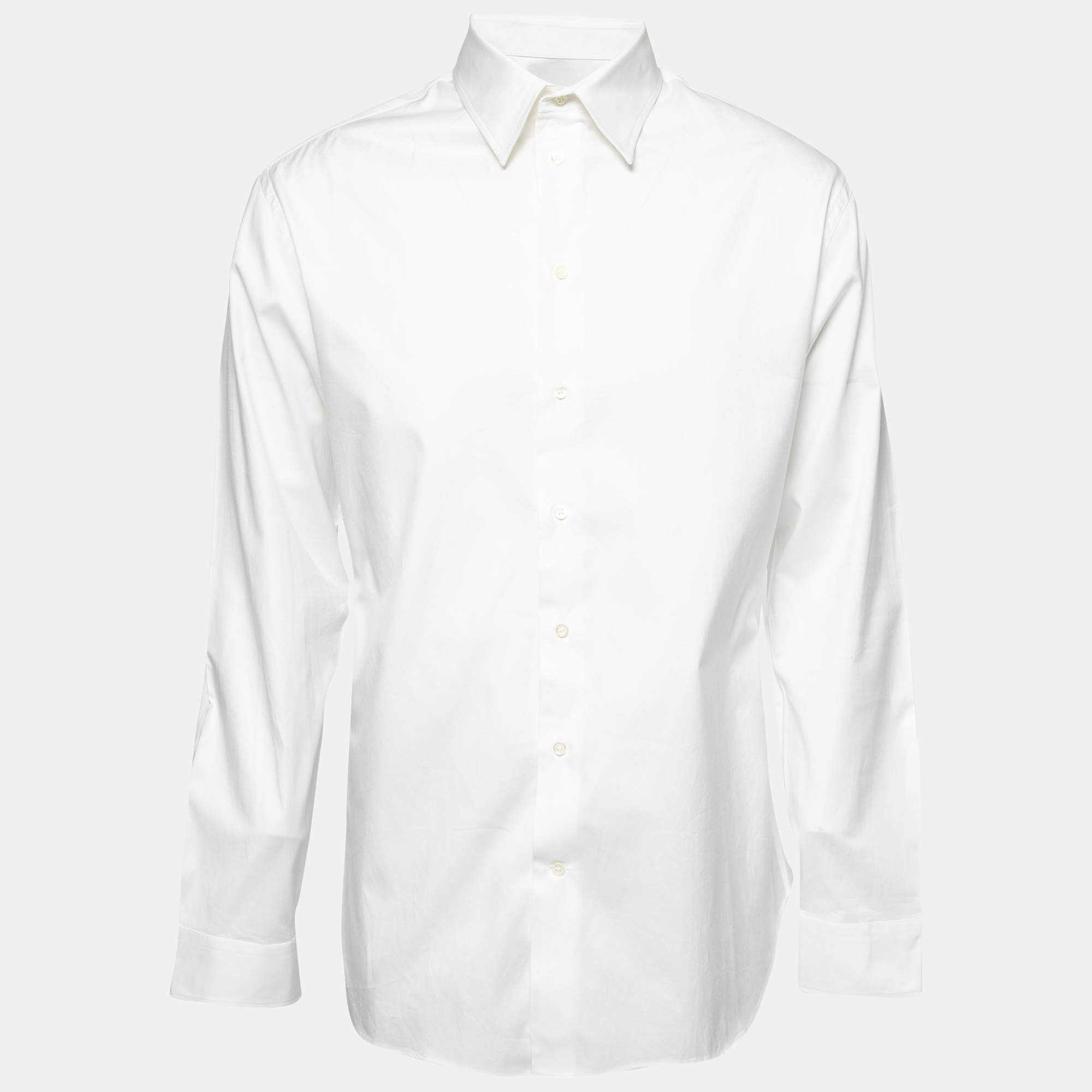 Pre Owned Armani Collezioni White Cotton Button Front Shirt 2XL