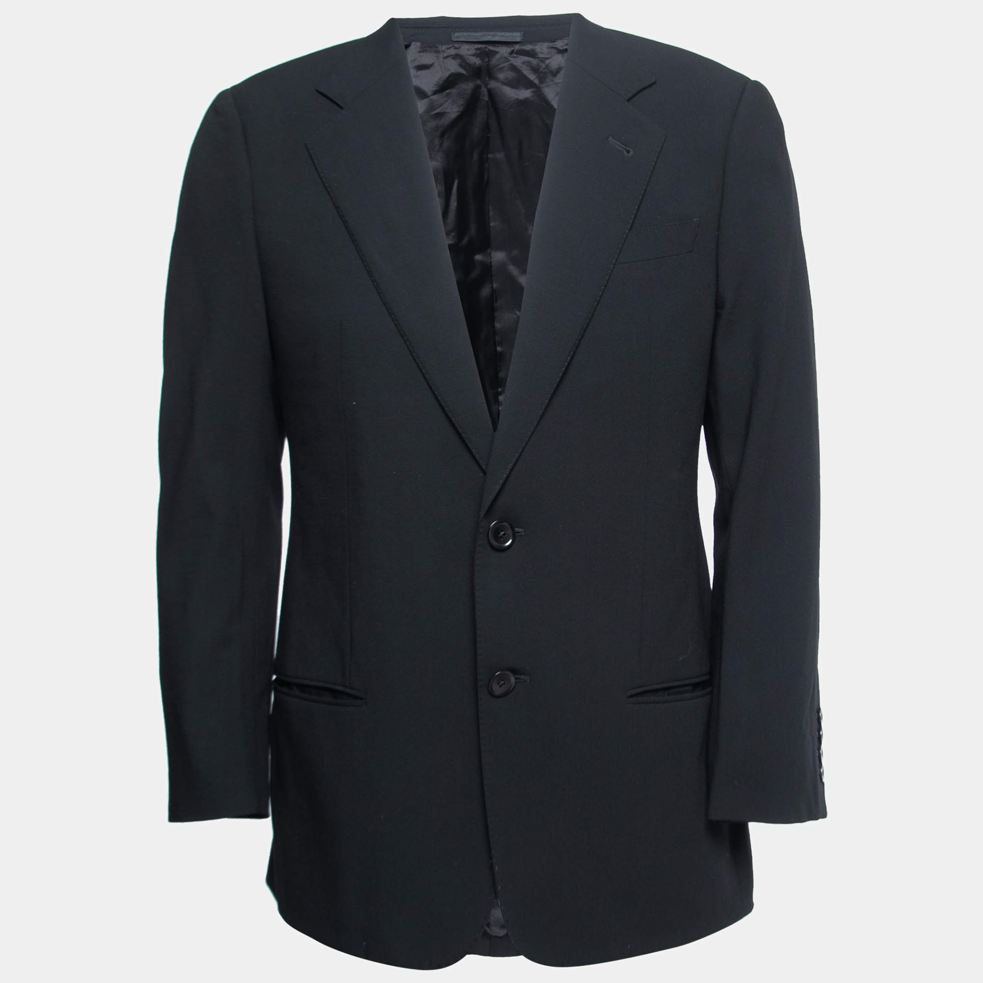 Pre Owned Armani Collezioni Black Wool Single-Breasted Blazer L