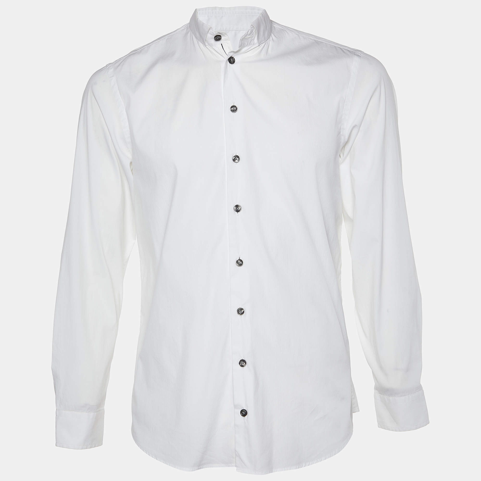 Pre Owned Armani Collezioni White Cotton Long Sleeve Shirt M