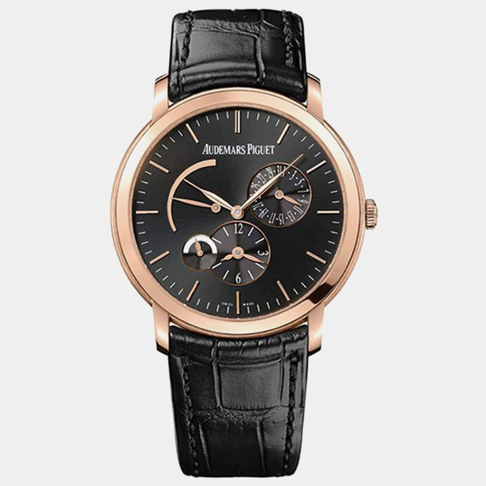 Pre Owned Audemars Piguet Jules 26380OR.OO.D002CR.01 Automatic Black 18k Rose Gold Men's Wristwatch 41 mm  