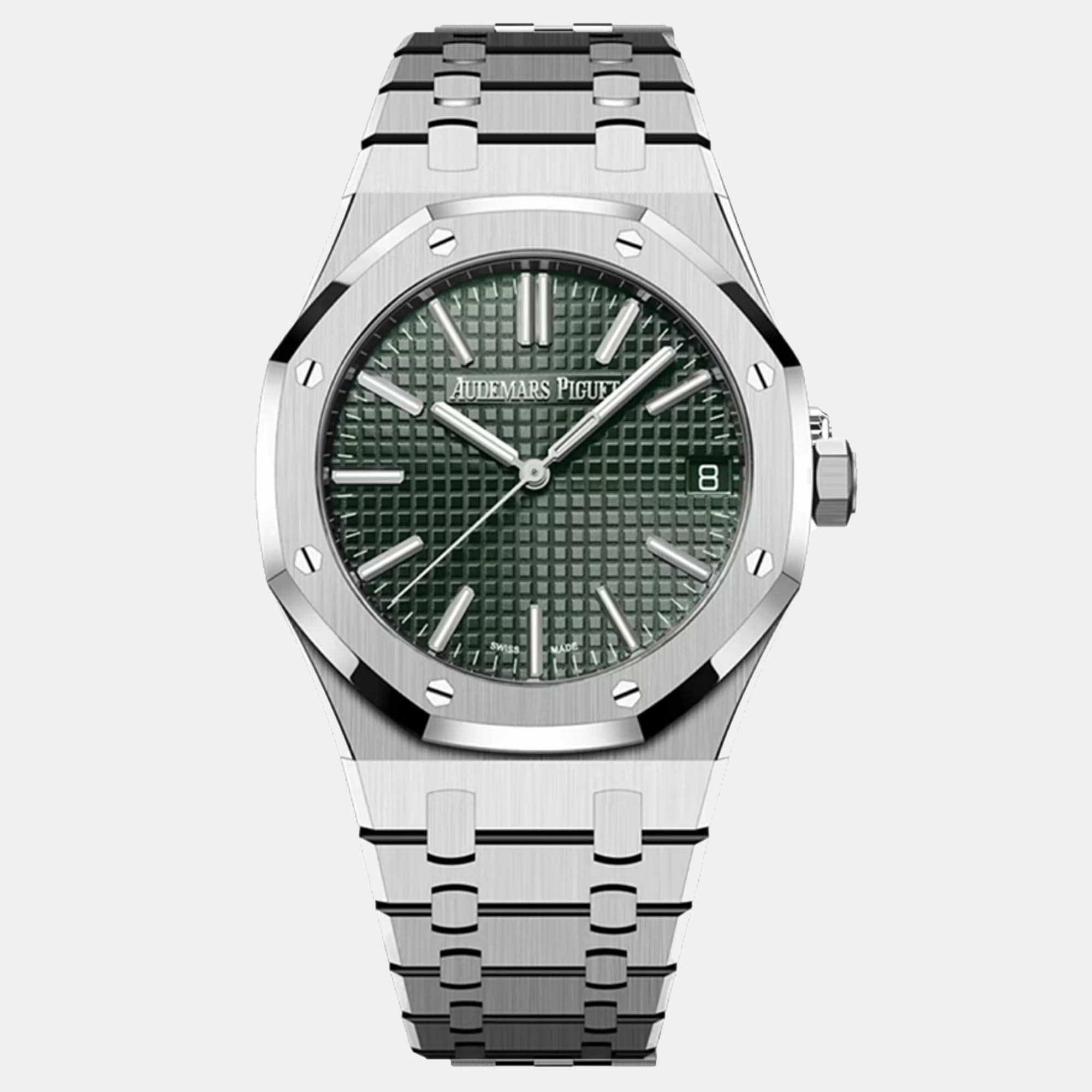 Pre Owned Audemars Piguet Royal Oak 15510ST.OO.1320ST.09 Automatic Green Stainless Steel Men's Wristwatch 41 mm