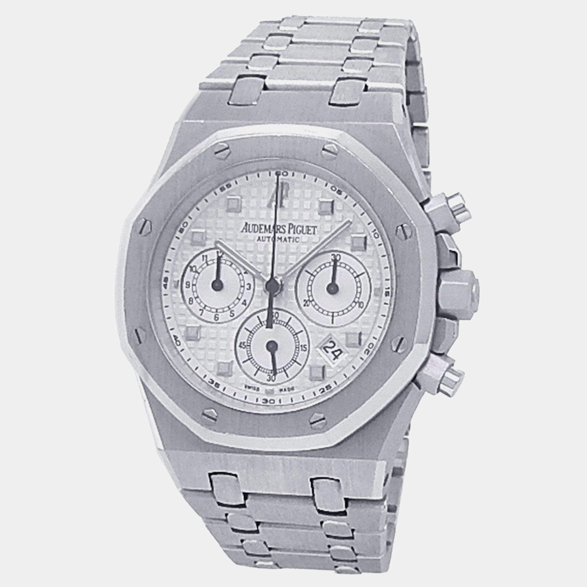 Pre Owned Audemars Piguet Royal Oak 25960BC.OO.1185BC.01 Automatic Silver 18k White Gold Men's Wristwatch 39 mm