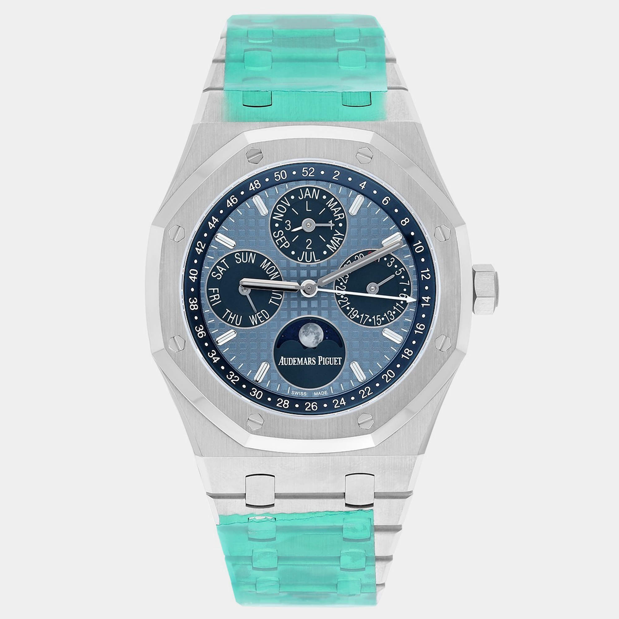 Pre Owned Audemars Piguet Royal Oak 26574ST.OO.1220ST.03 Automatic Blue Stainless Steel Men's Wristwatch 41 mm