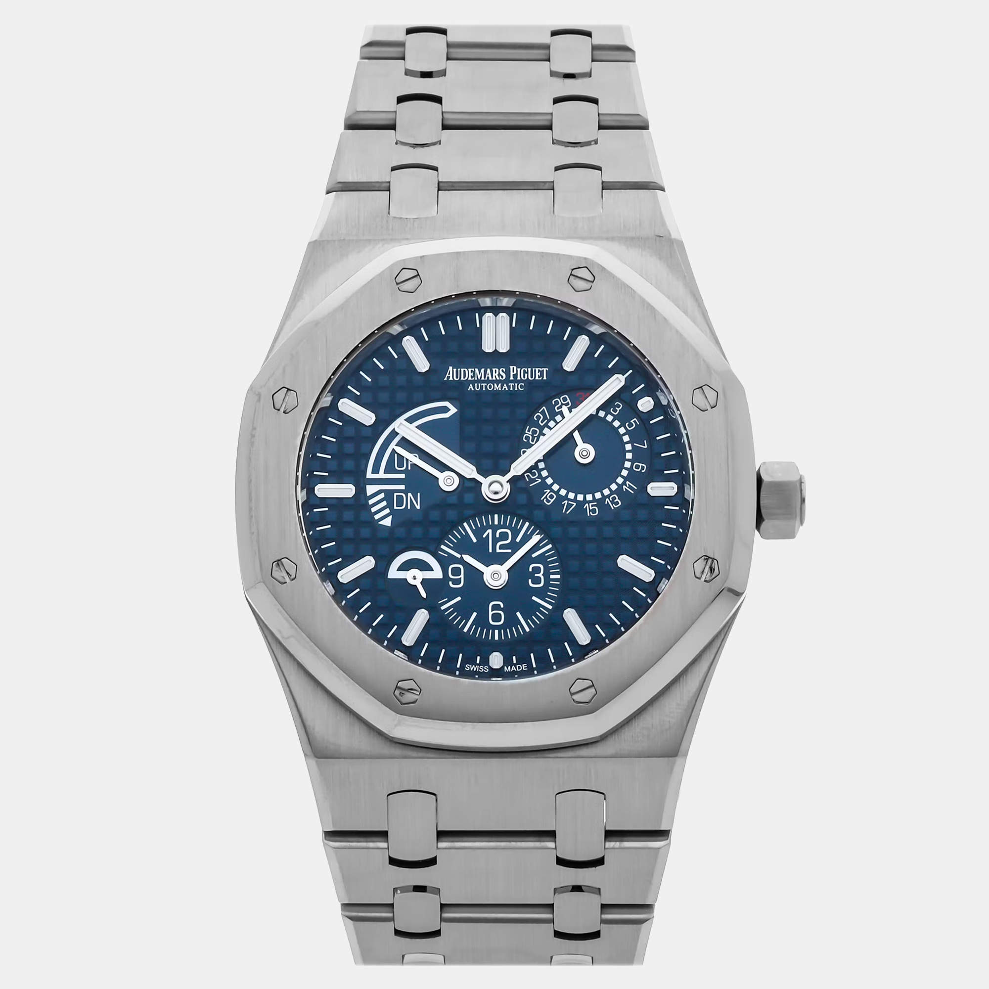 Pre Owned Pre-Owned Audemars Piguet Royal Oak Dual Time 26124ST.OO.D018CR.01  Blue Automatic Stainless Steel Men's Wristwatch 39 mm