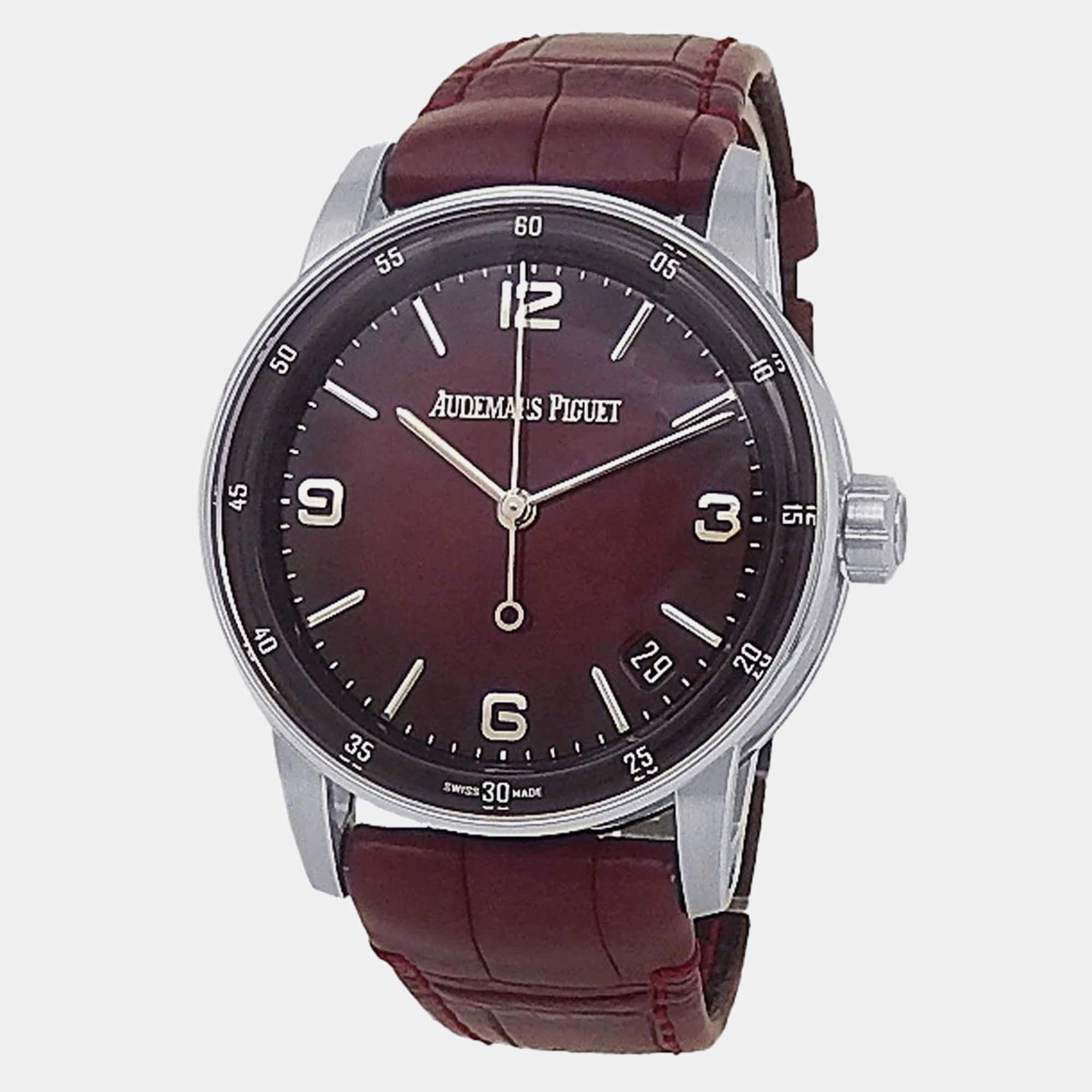 Pre Owned Audemars Piguet Code 11.59 15210BC.OO.A068CR.01 Automatic Burgundy Dial 18k White Gold Men's Wristwatch 41mm
