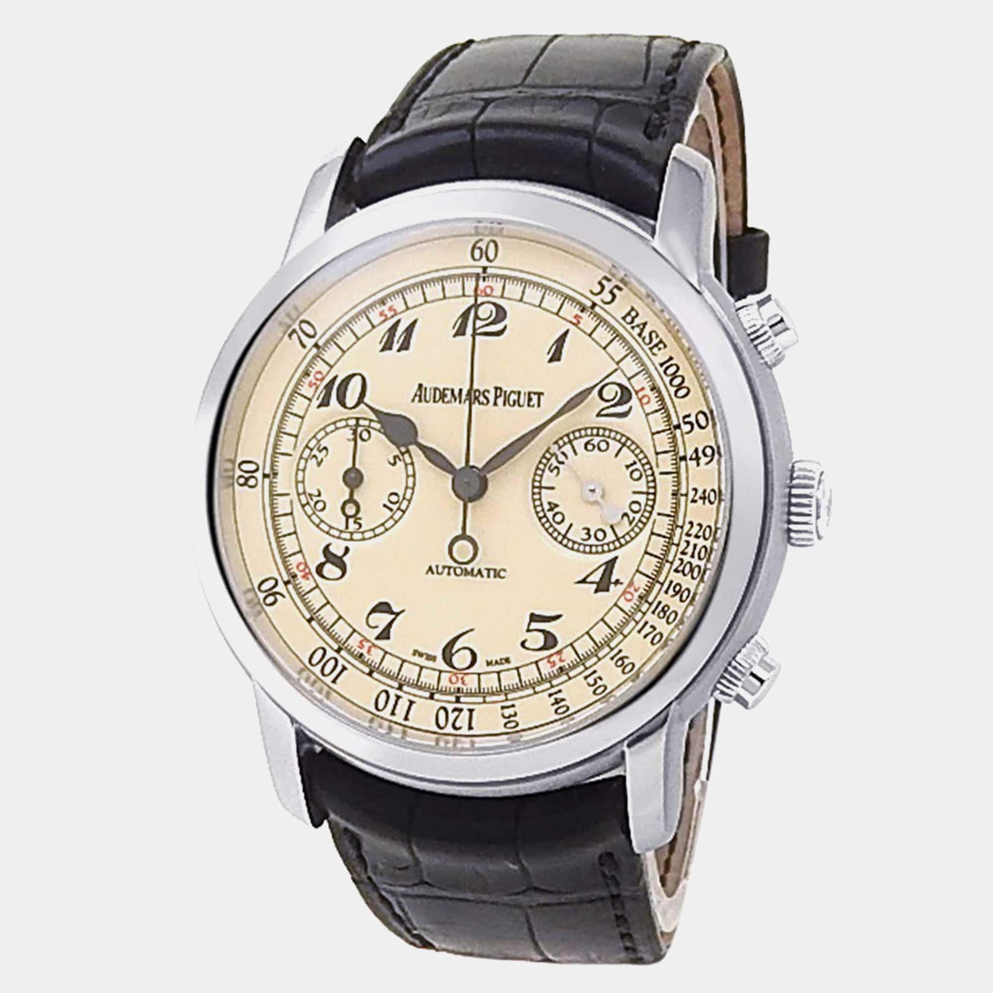 Pre Owned Audemars Piguet Jules 26100BC.OO.D002CR.01 Automatic White Dial 18k White Gold Men's Wristwatch 41mm