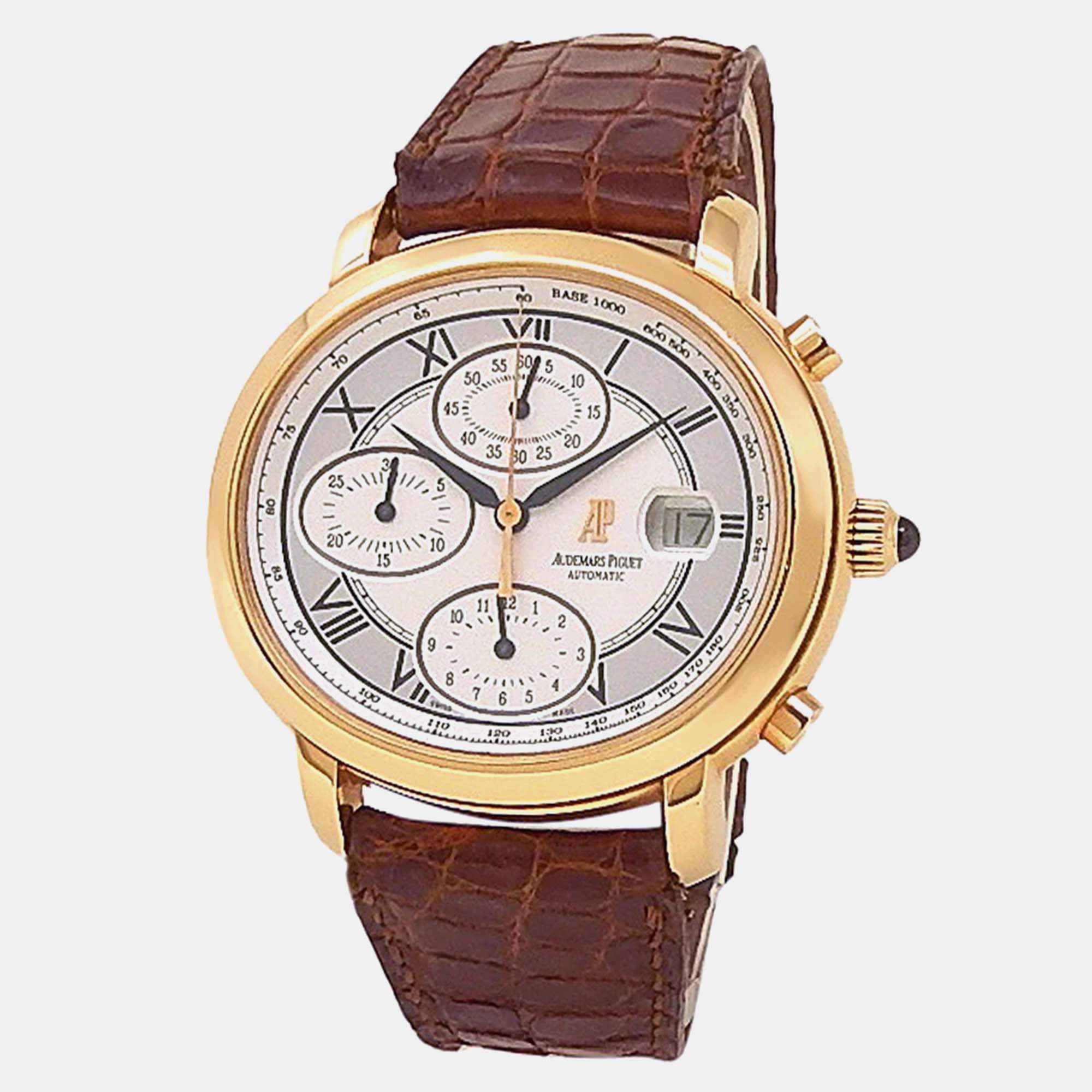 Pre Owned Audemars Piguet Millenary 25822OR.OO.3002.01 Automatic Silver Dial 18k Rose Gold Men's Wristwatch 37 mm