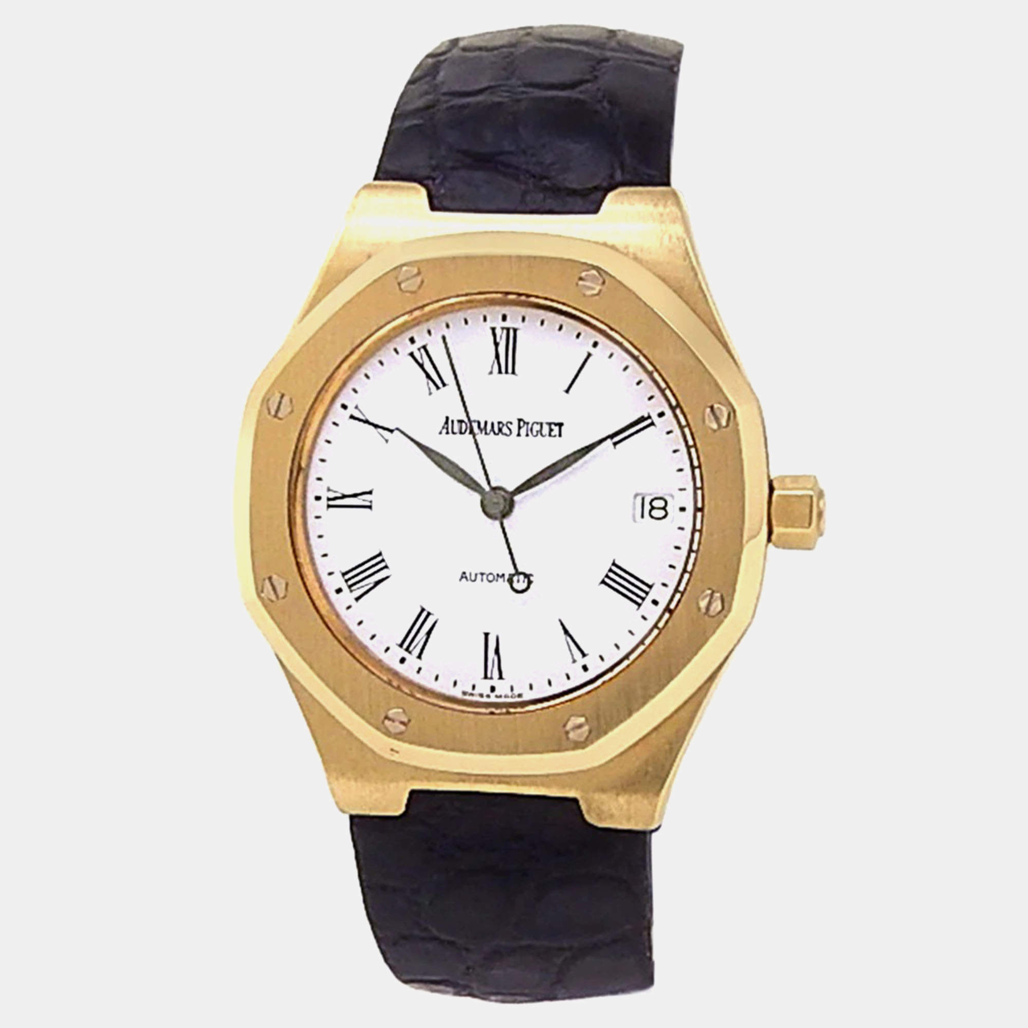 Pre Owned Audemars Piguet Royal Oak Automatic White Dial 18k Yellow Gold Men's Wristwatch 36 mm