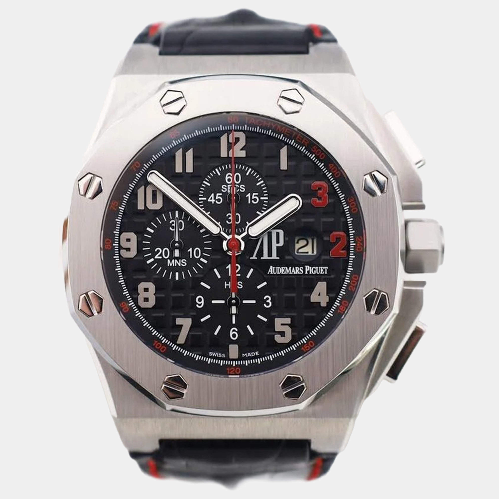 Pre Owned Audemars Piguet Royal Oak Offshore Chronograph Shaquille O'Neal 26133ST Black Dial Stainless Steel Men's Wristwatch 48 mm