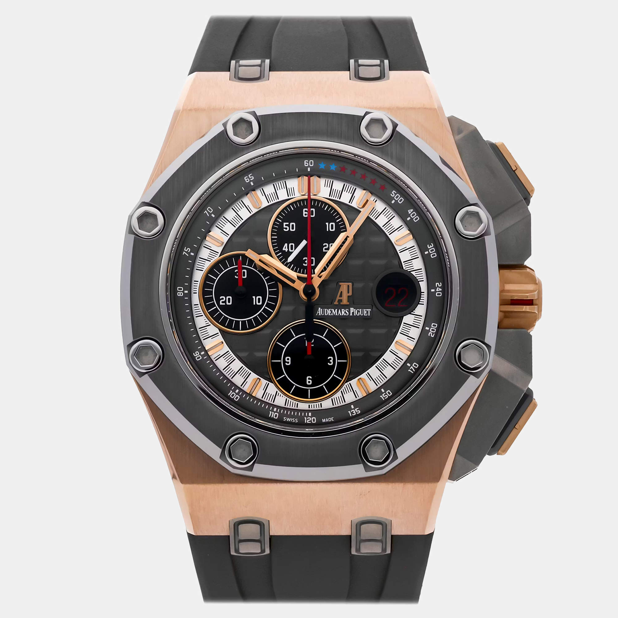 Pre Owned Pre-Owned Audemars Piguet Royal Oak Offshore Michael Schumacher Limited Edition 26568OM.OO.A004CA.01 Grey Automatic 18k Rose Gold Men's Wristwatch 44 mm