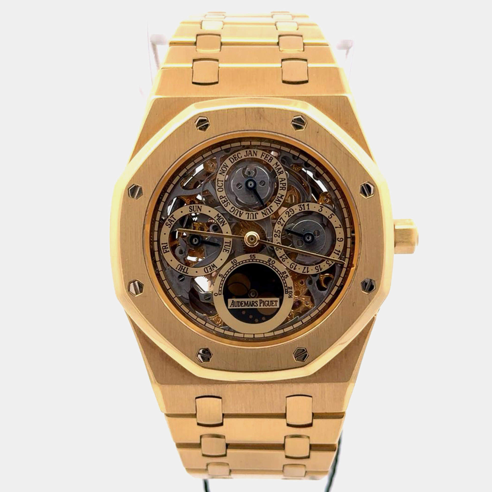 Pre Owned Audemars Piguet Royal Oak Perpetual Calendar 25636BA.OO.0944BA.01 Skeleton Automatic chronograph 18k Yellow Gold Men's Wristwatch 39 MM