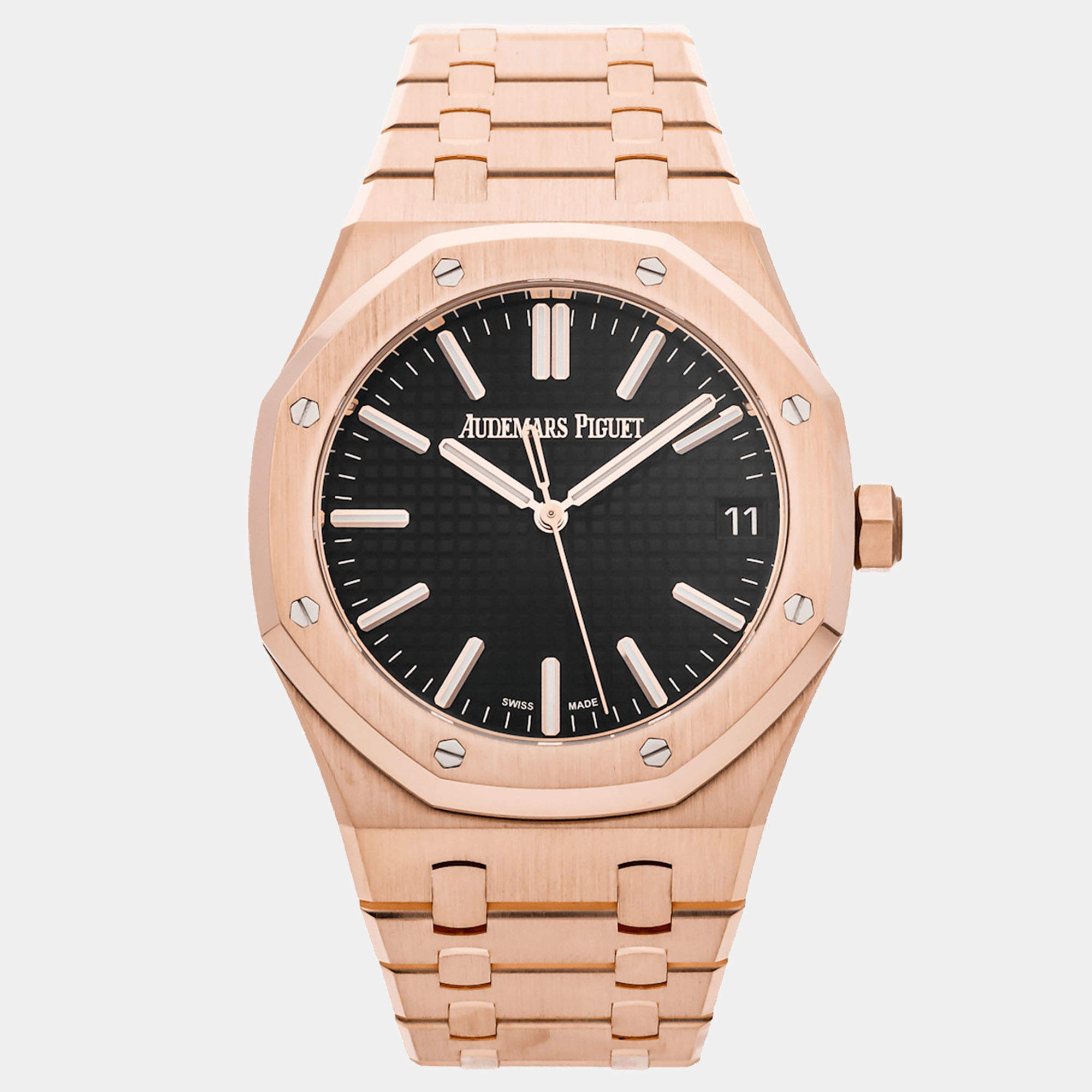 Pre Owned Audemars Piguet Royal Oak 15510OR.OO.1320OR.04 Black Automatic 18K Rose Gold Men Wristwatch 41mm