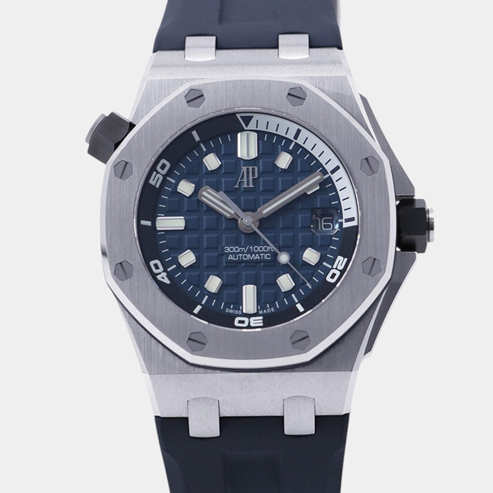 Pre Owned Audemars Piguet Royal Oak Offshore 15720ST.OO.A027CA.01 Blue Stainless Steel Automatic Men Wristwatch 42mm