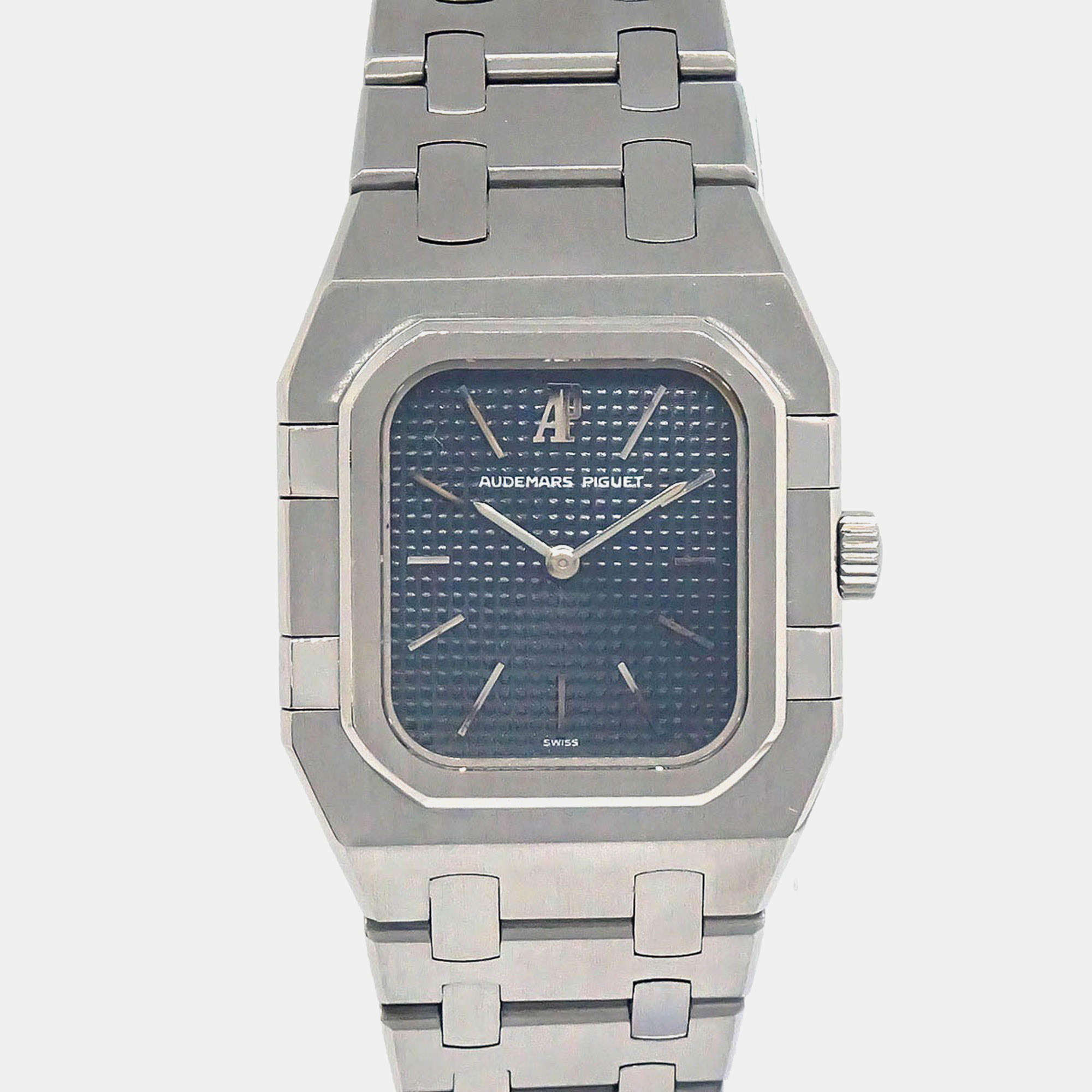 Pre Owned Audemars Piguet Royal Oak 66010 Blue Stainless Steel Quartz Men's Watches 24mm