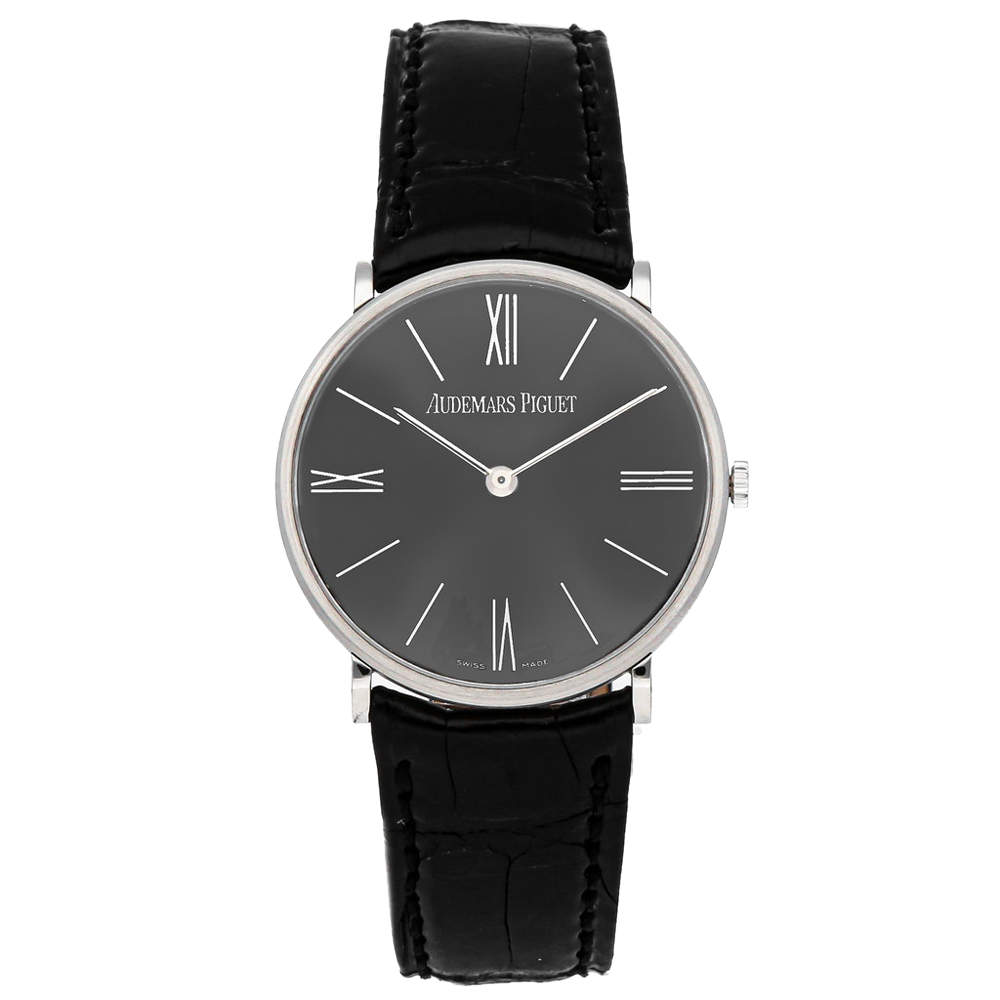 Pre Owned Audemars Piguet Grey Platinum Jules Audemars 14667PT.OO.A001CR.01 Men's Wristwatch 32 MM