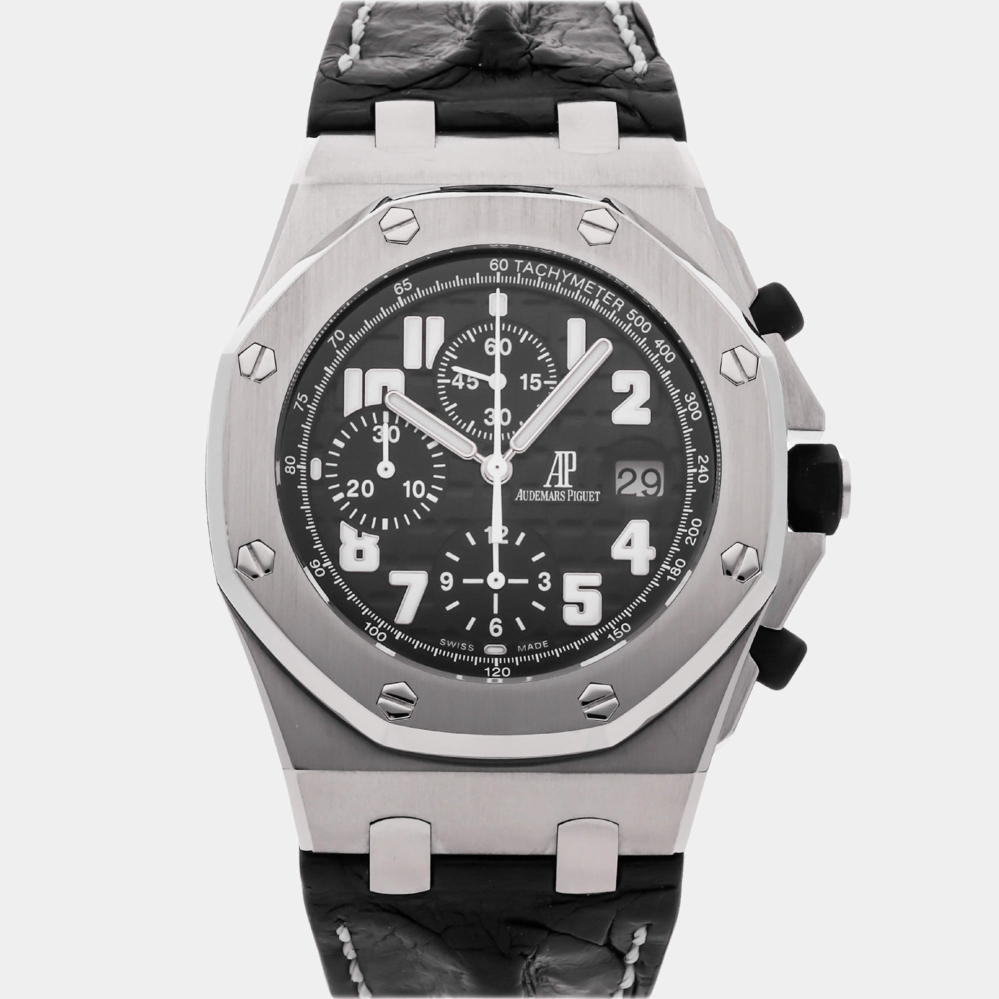 Audemars Piguet Black Stainless Steel Royal Oak 26020ST.OO.D101CR.01 Automatic Men's Wristwatch 42 mm