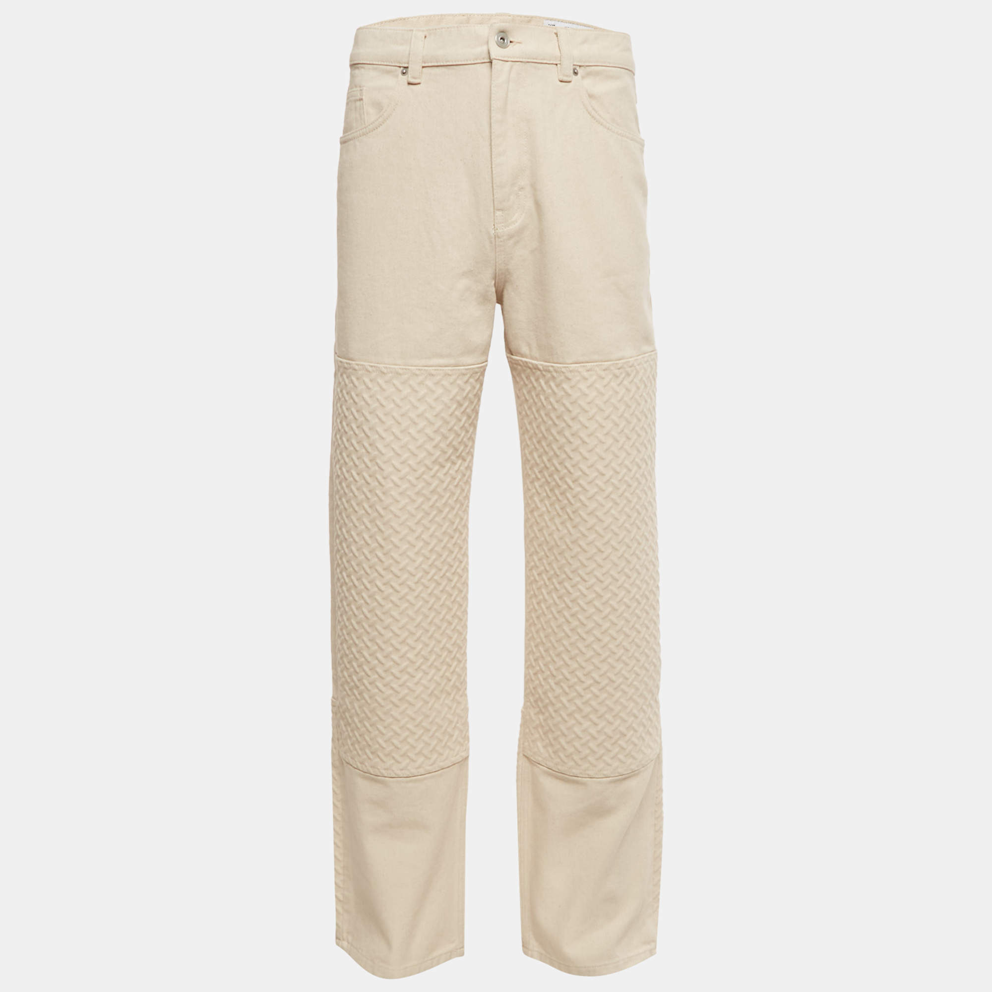 Pre Owned Axel Arigato Beige Textured Denim Jeans S/Waist 31"