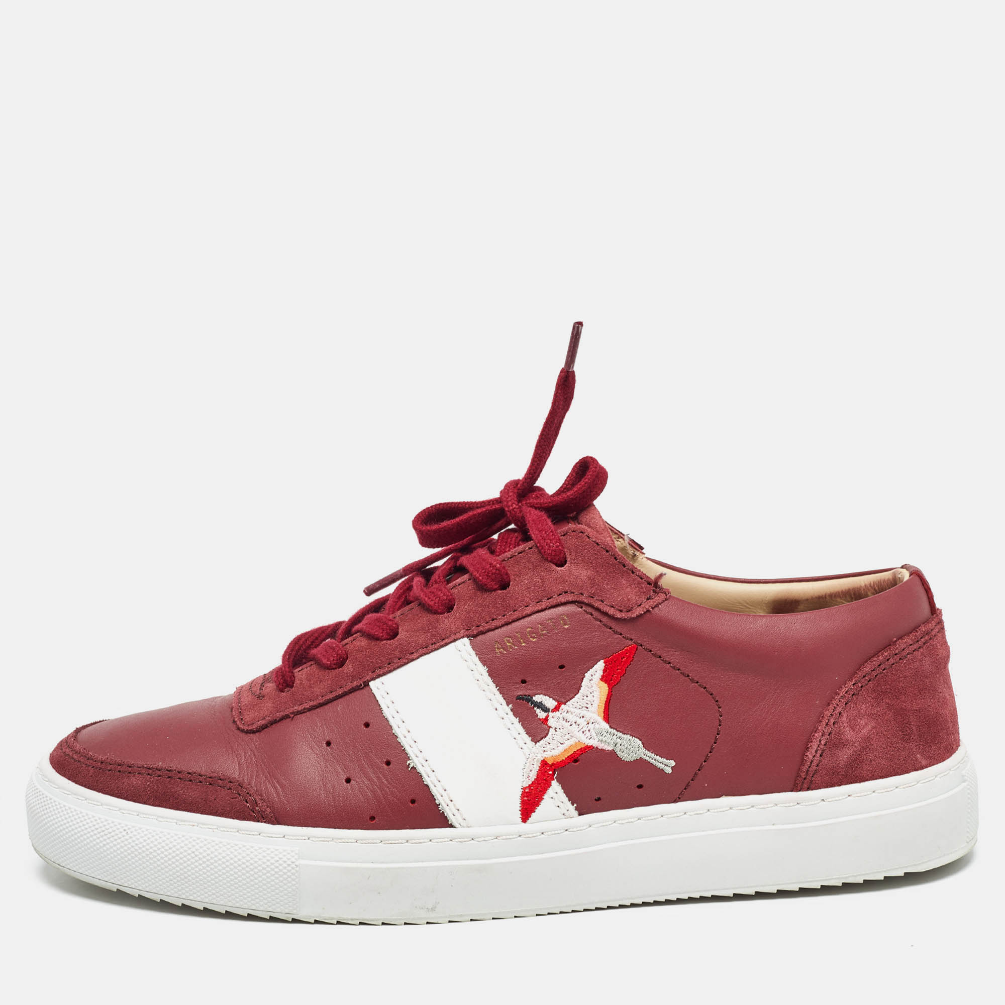 Pre Owned Axel Arigato Burgundy Leather Drunk Sneakers Size 42