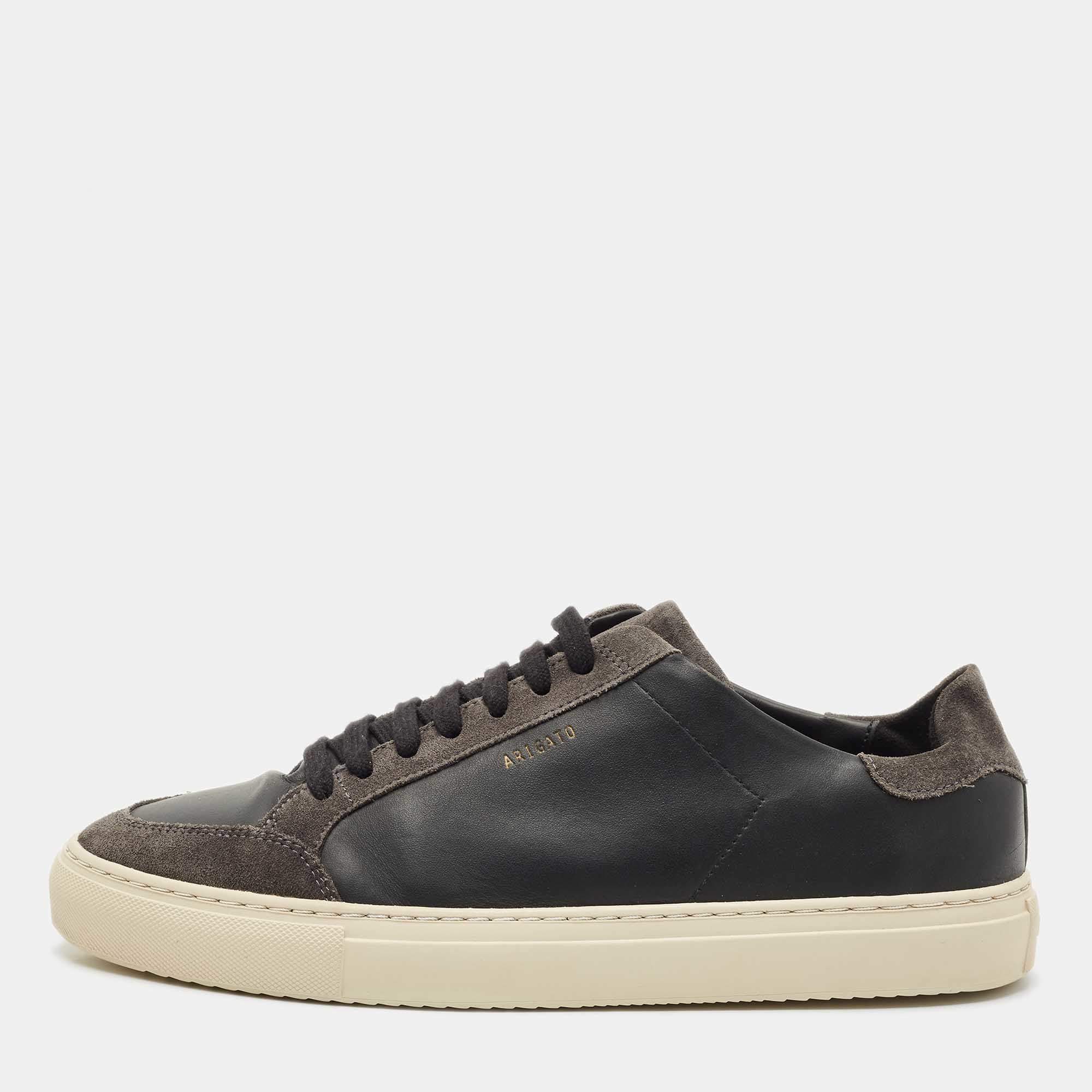 Axel Arigato Black Leather and Suede Clean 90 Low Top Sneakers Size 42