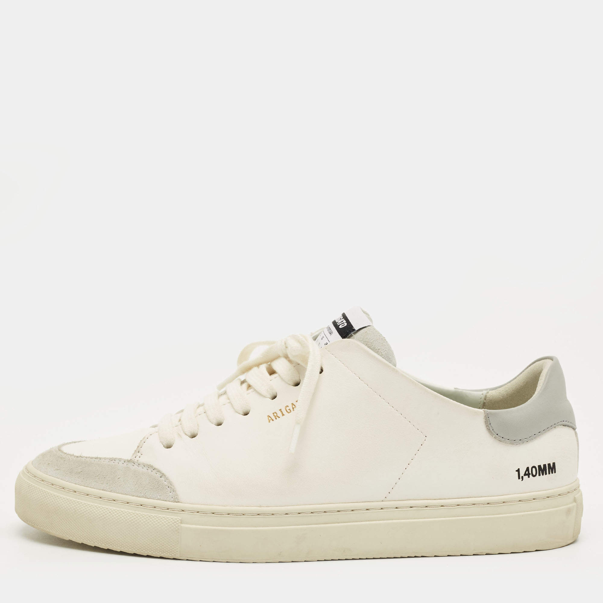 Pre Owned Axel Arigato White Leather and Suede Clean 90 Lace Up Sneakers Size 42
